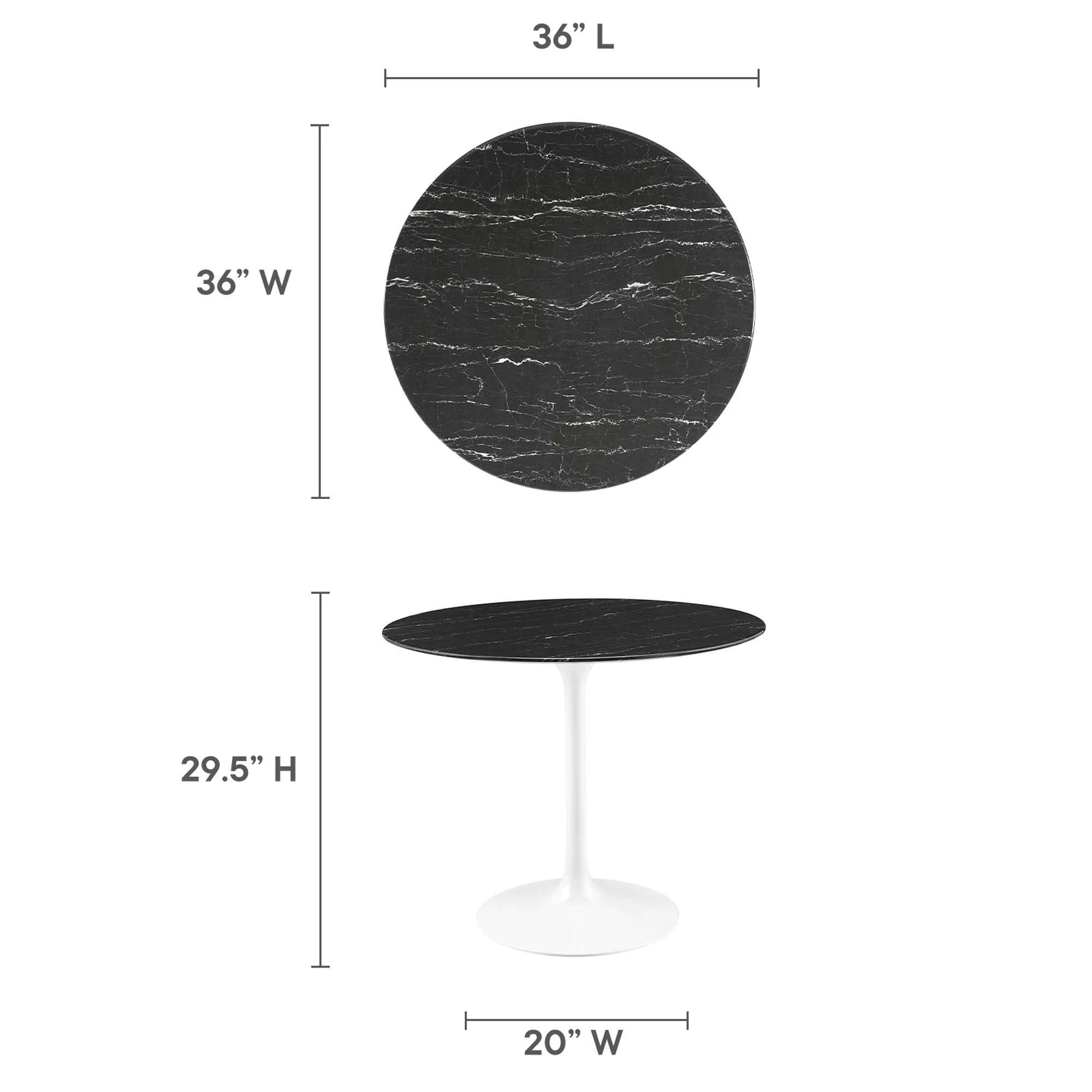 Lippa 36" Round Faux Marble Dining Table by Modway - Image 3