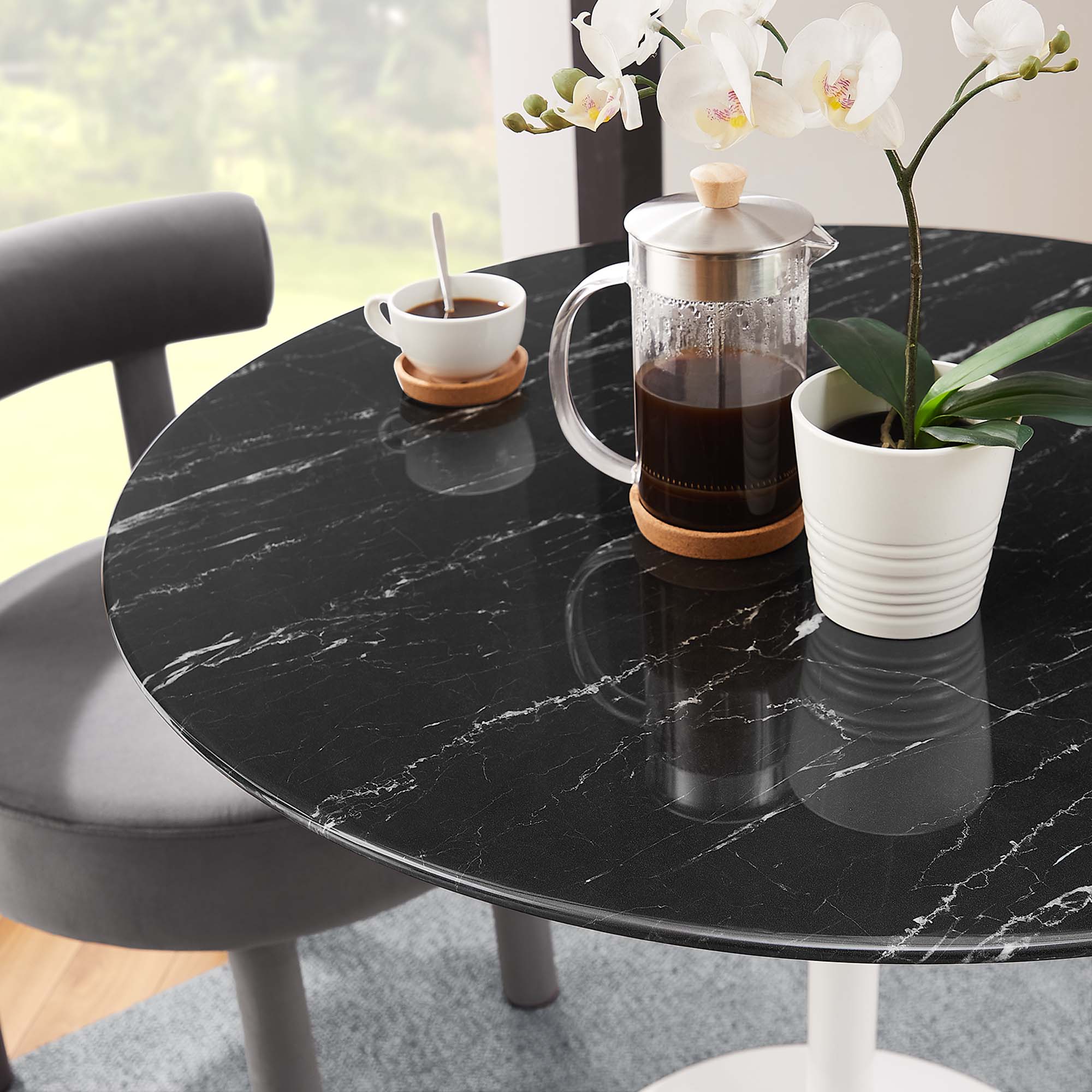 Lippa 36" Round Faux Marble Dining Table by Modway - Image 7