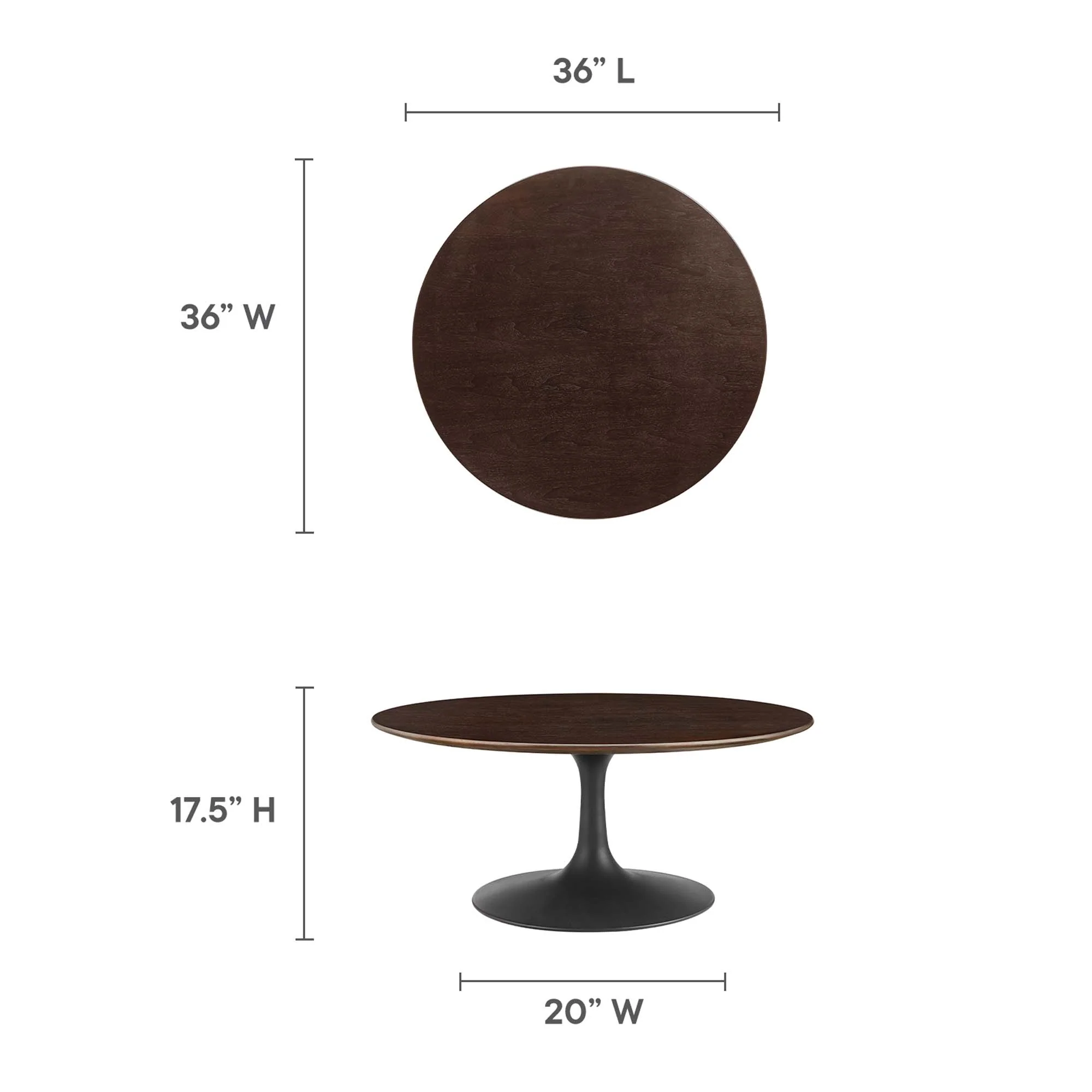 Lippa 36" Round Wood Coffee Table by Modway - Image 2
