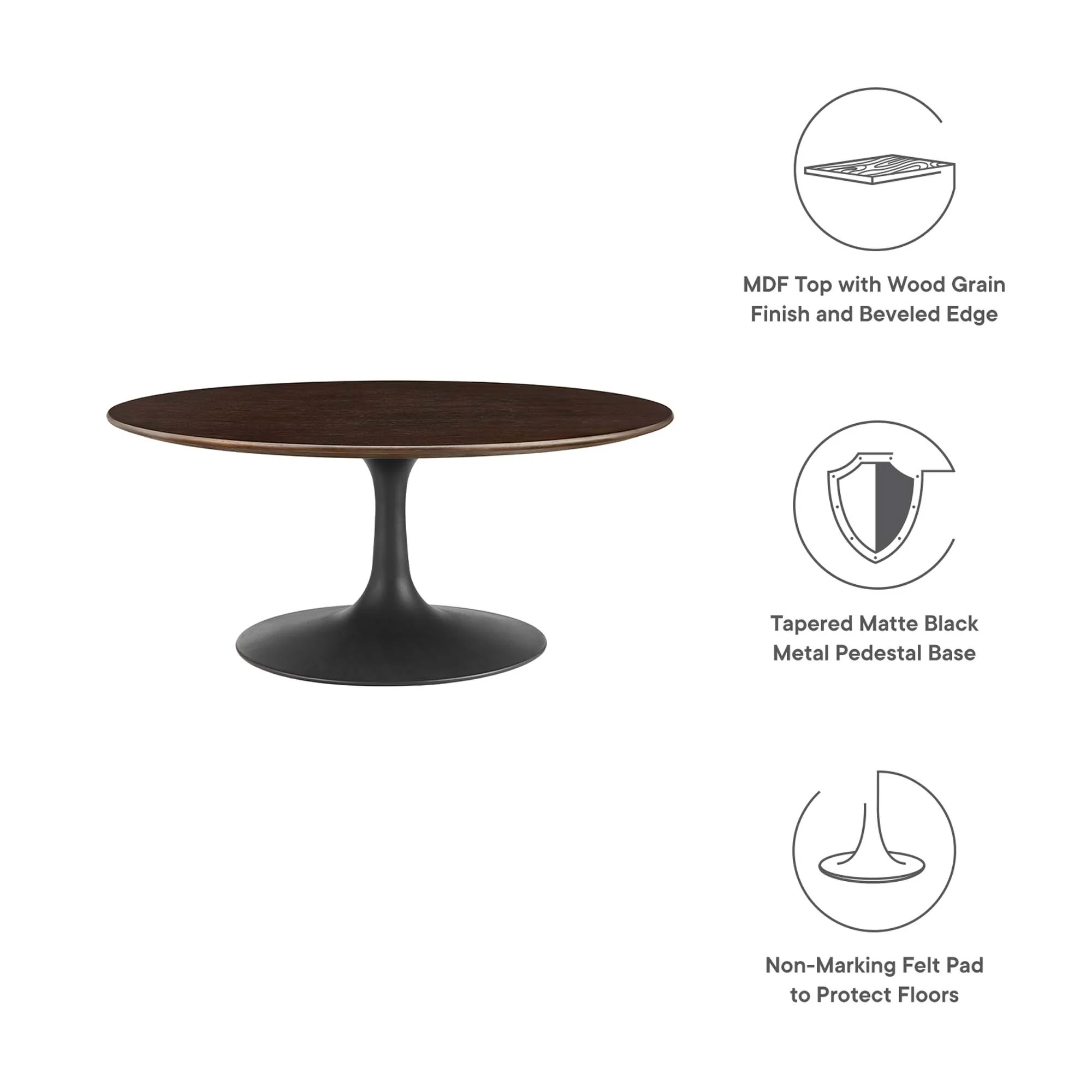 Lippa 36" Round Wood Coffee Table by Modway - Image 3