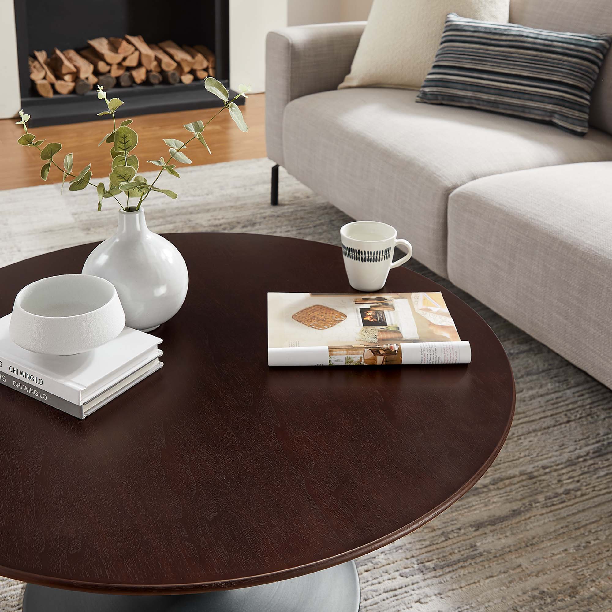 Lippa 36" Round Wood Coffee Table by Modway - Image 7