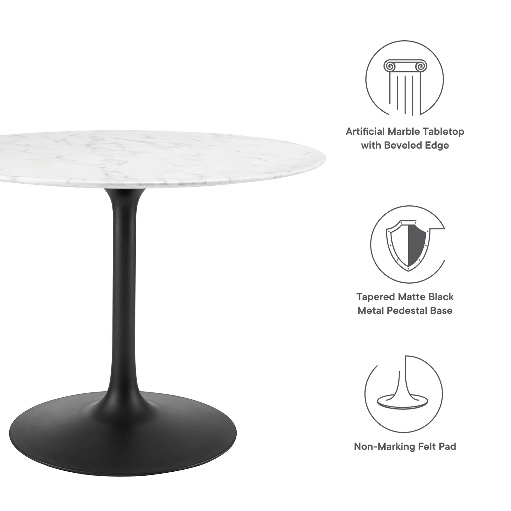 Lippa 40" Round Faux Marble Dining Table - Image 2