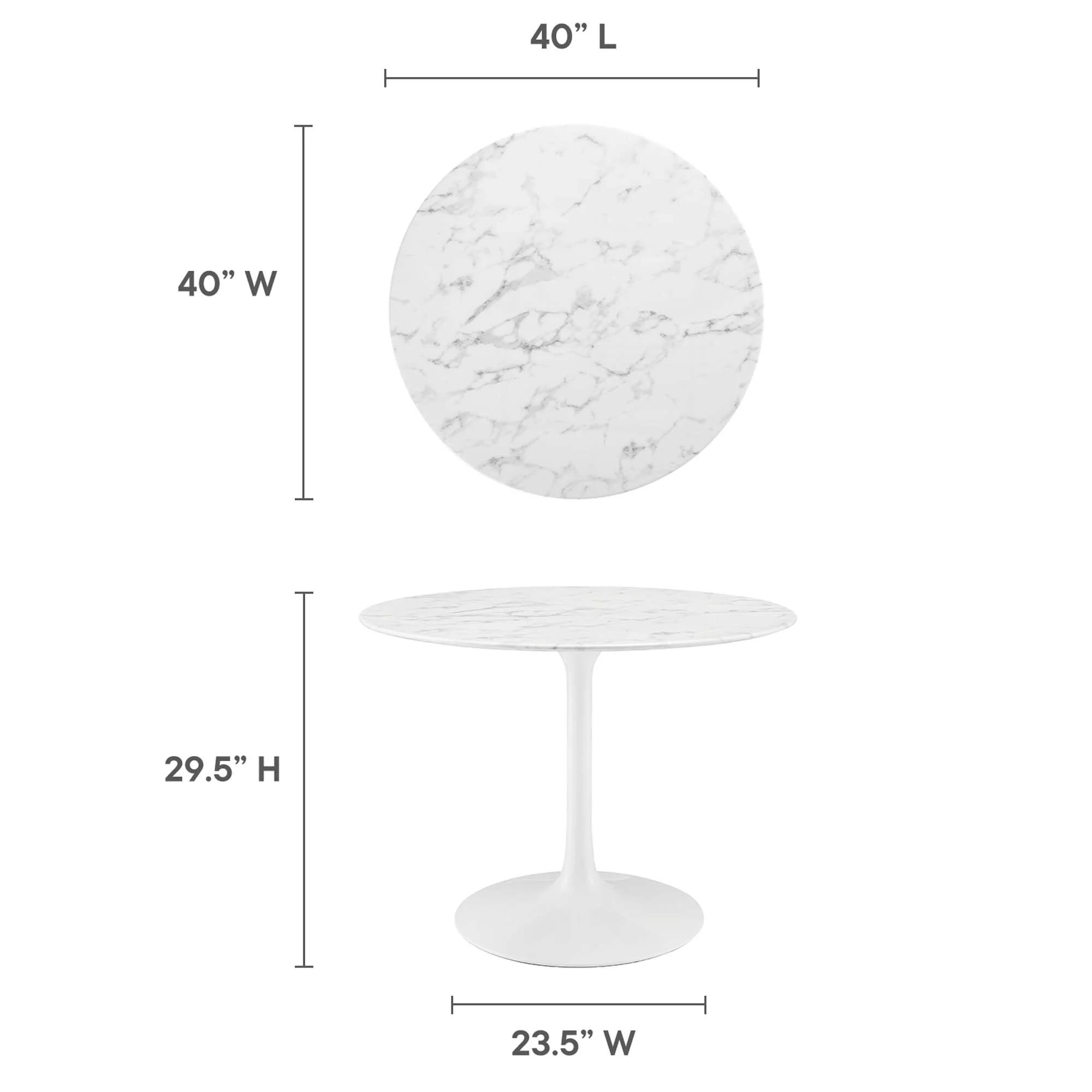 Lippa 40" Round Faux Marble Dining Table by Modway - Image 2