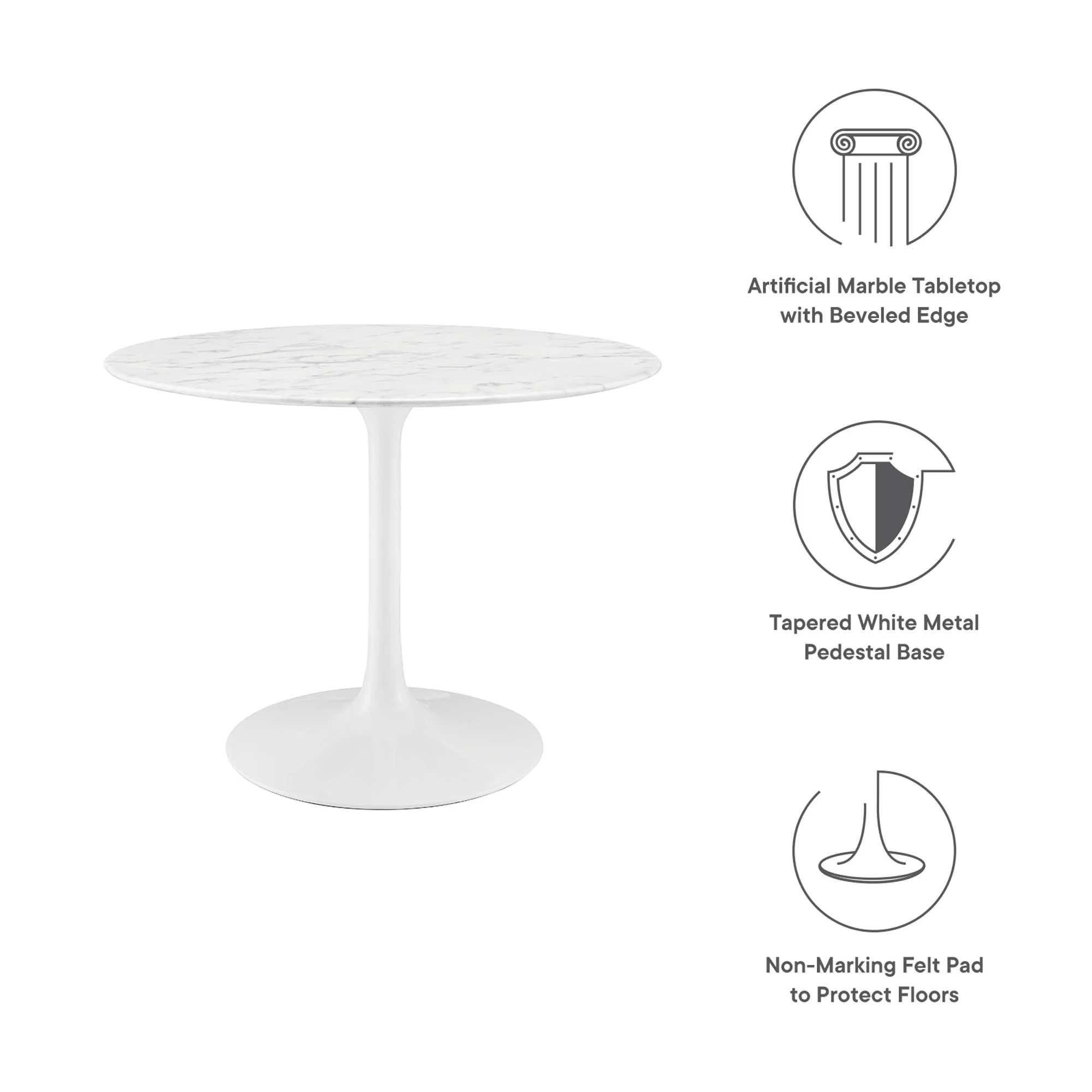 Lippa 40" Round Faux Marble Dining Table by Modway - Image 3
