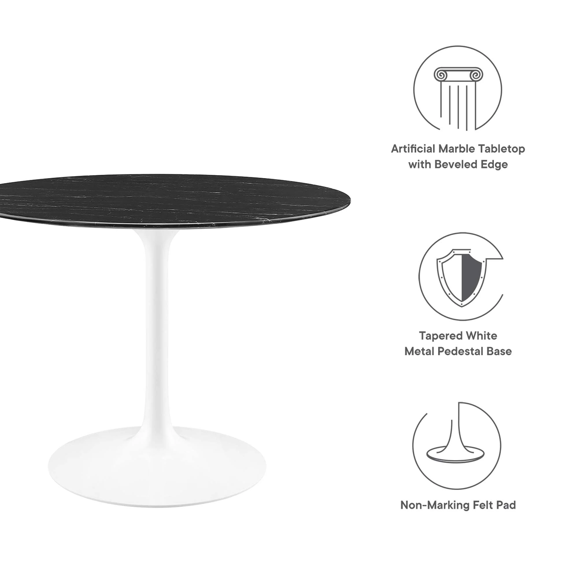 Lippa 40" Round Faux Marble Dining Table by Modway - Image 2