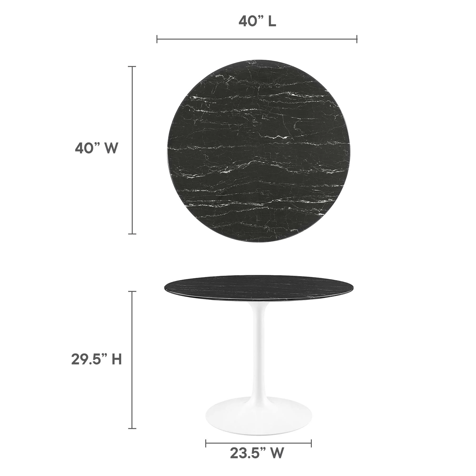 Lippa 40" Round Faux Marble Dining Table by Modway - Image 3