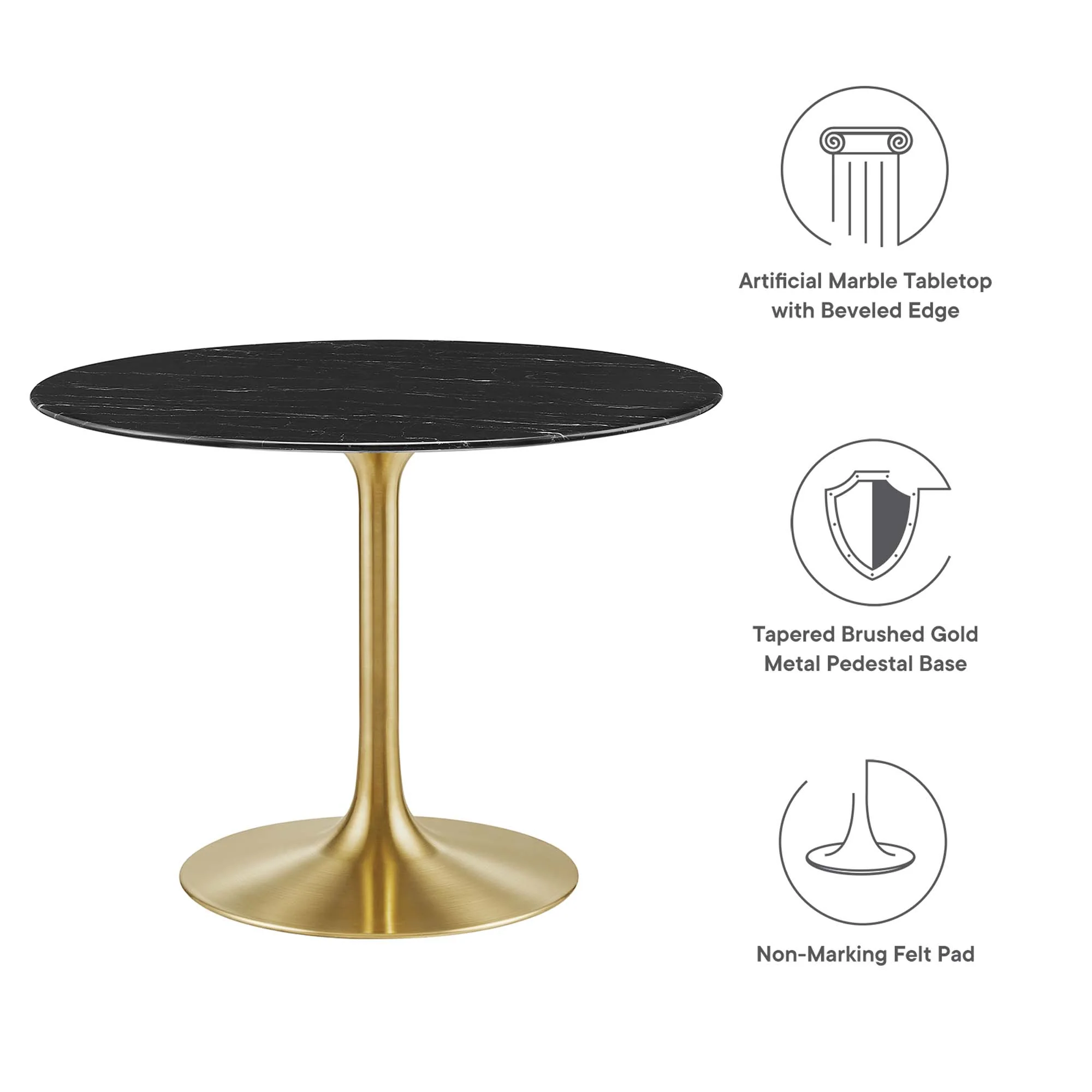 Lippa 40" Round Faux Marble Dining Table by Modway - Image 2