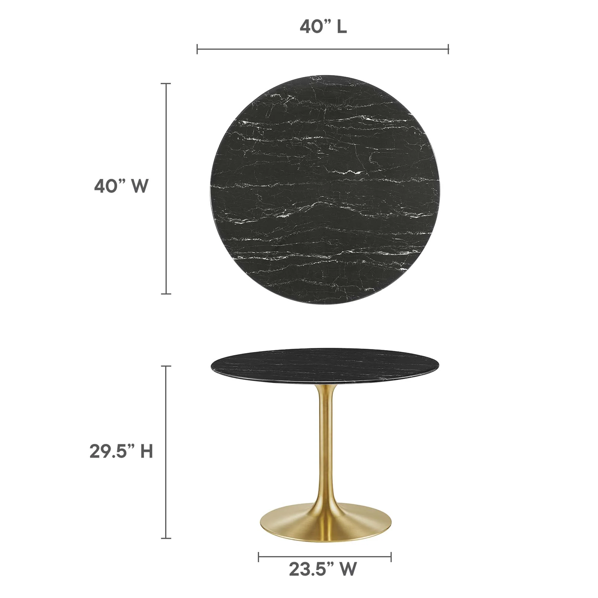 Lippa 40" Round Faux Marble Dining Table by Modway - Image 3