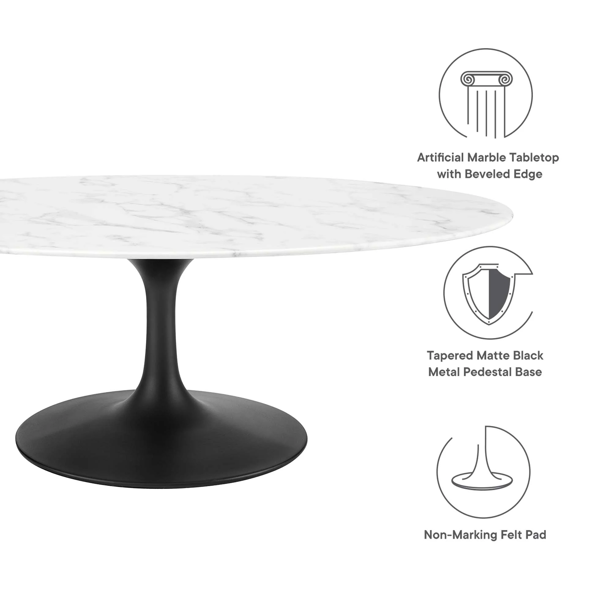 Lippa 48" Oval Faux Marble Coffee Table by Modway - Image 2