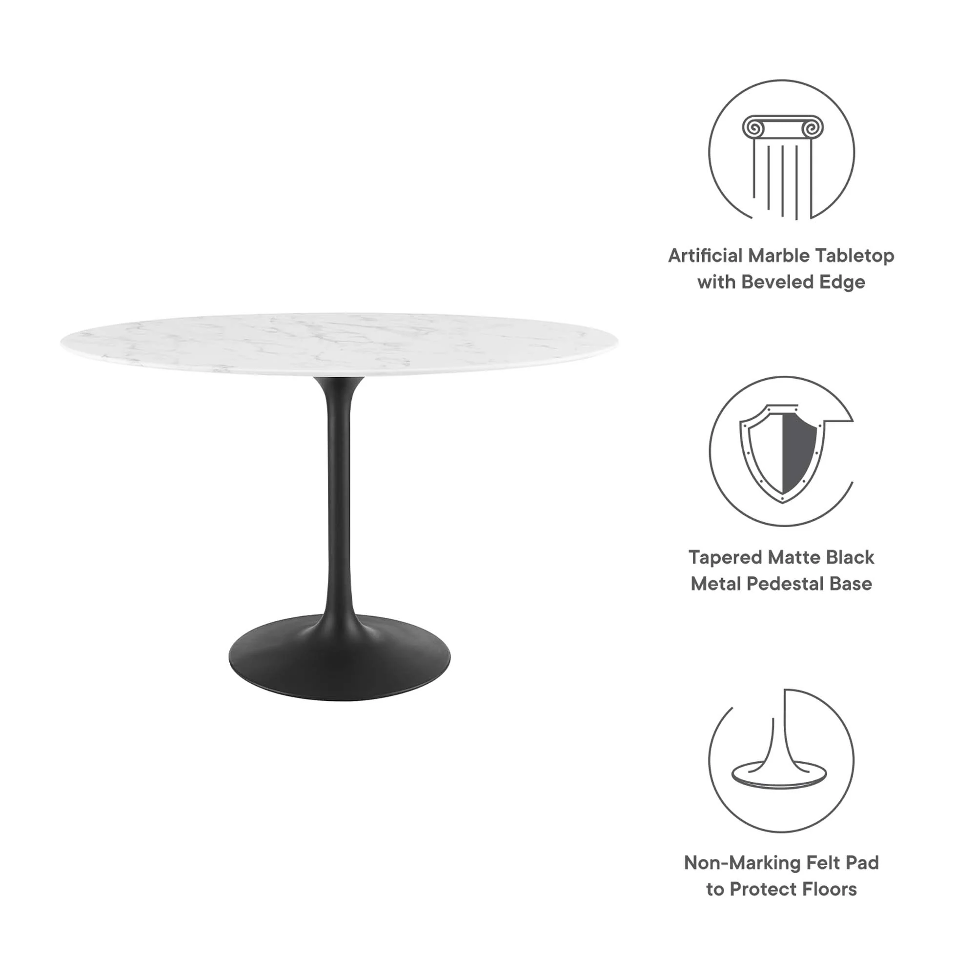 Lippa 48" Oval Faux Marble Dining Table by Modway - Image 2