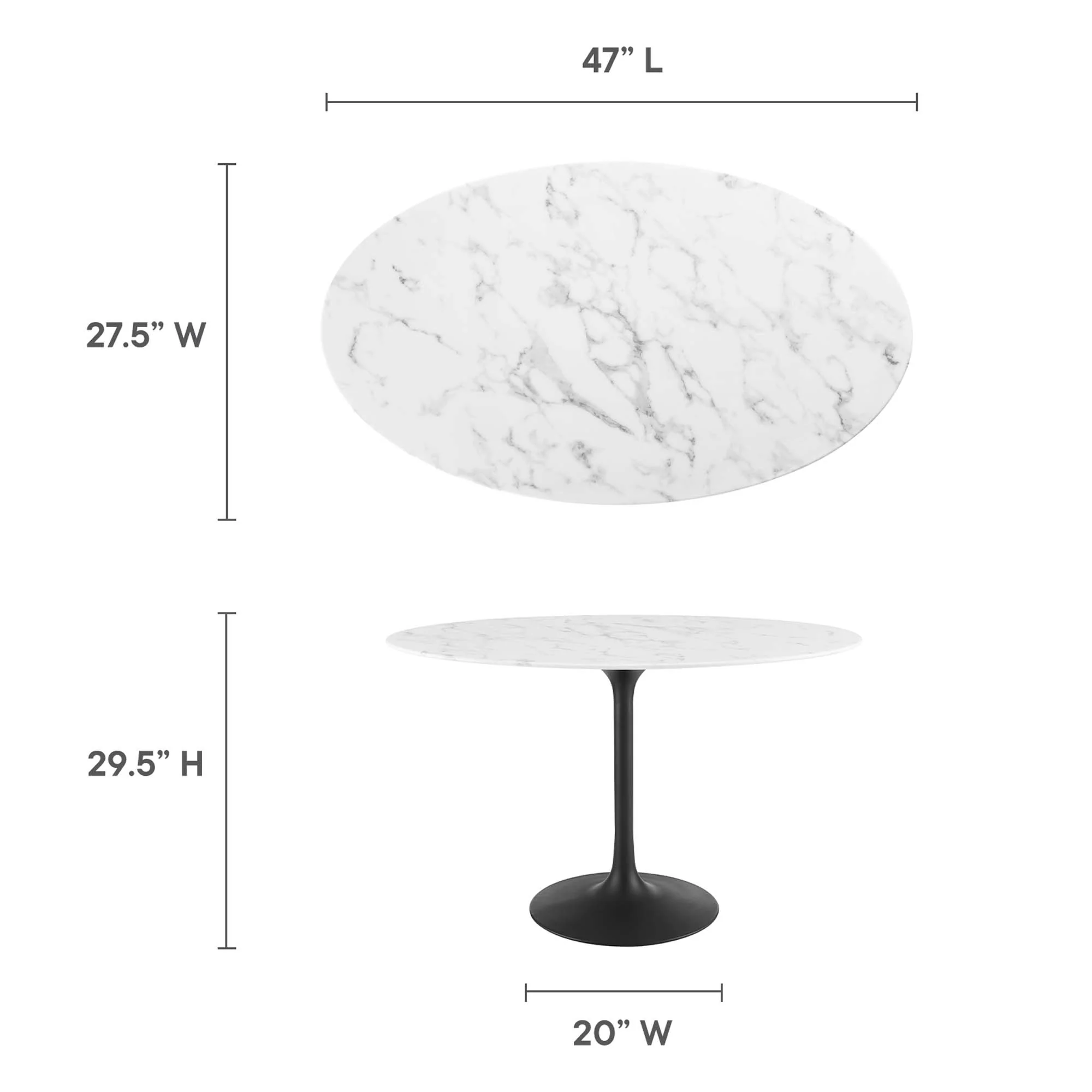 Lippa 48" Oval Faux Marble Dining Table by Modway - Image 3