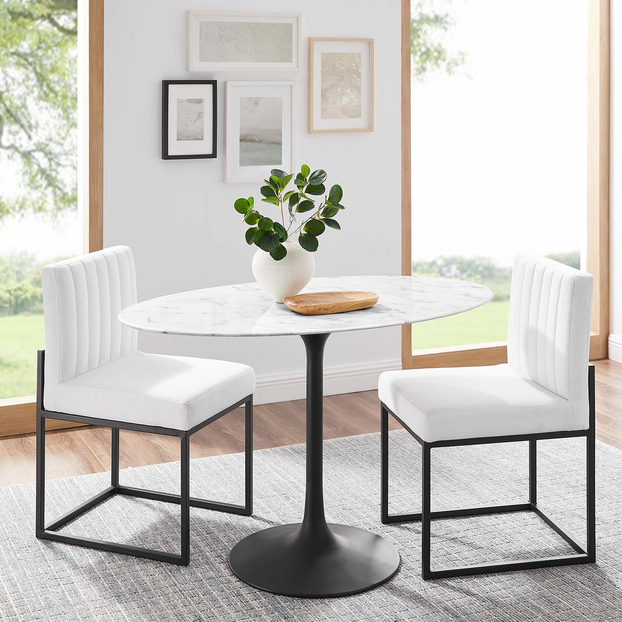 Lippa 48" Oval Faux Marble Dining Table by Modway - Image 6