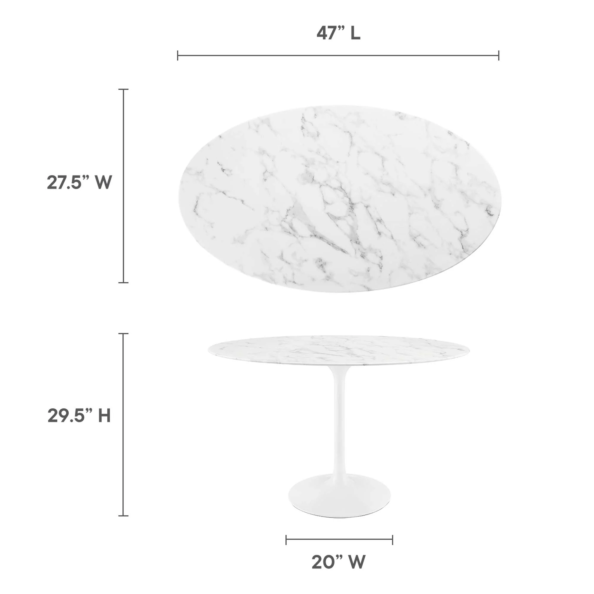 Lippa 48" Oval Faux Marble Dining Table by Modway - Image 2