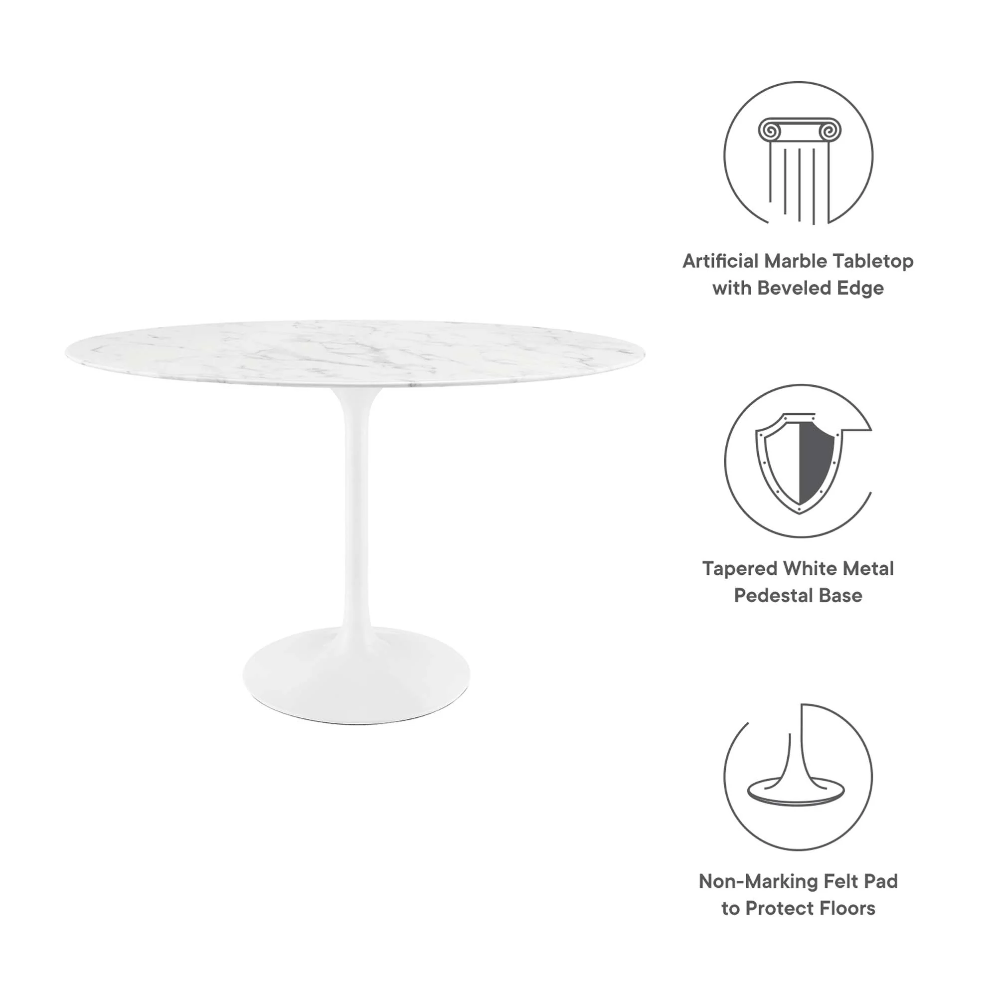 Lippa 48" Oval Faux Marble Dining Table by Modway - Image 3