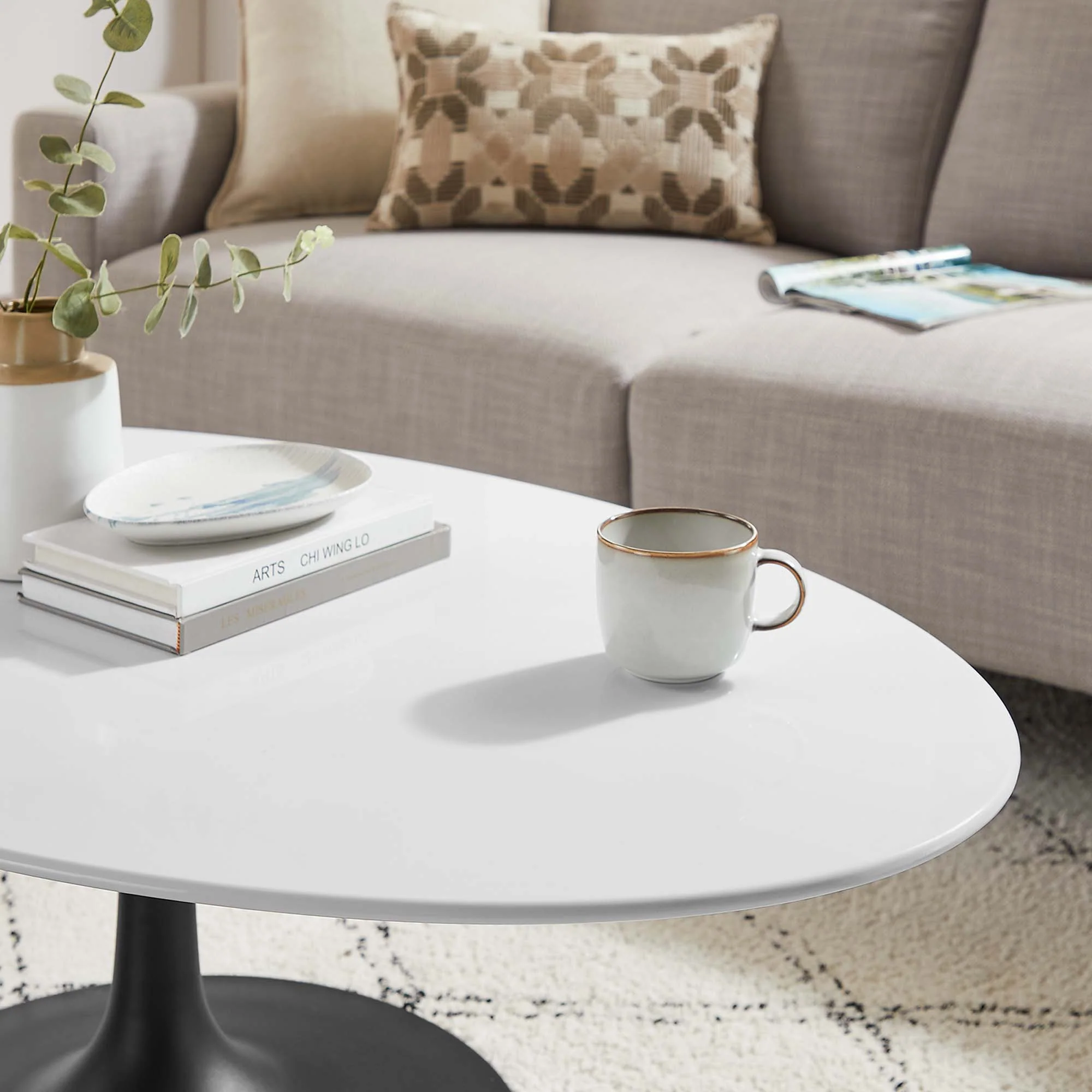Lippa 48" Oval Wood Coffee Table by Modway - Image 7