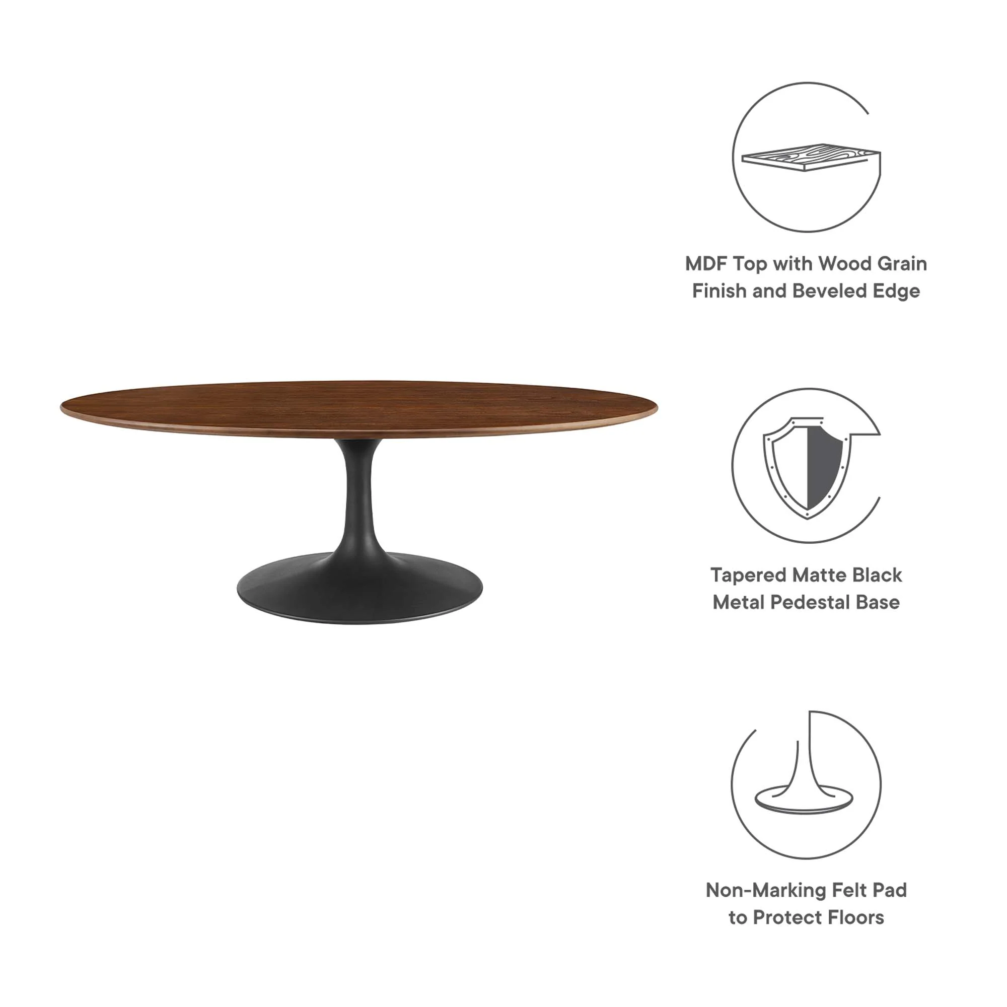 Lippa 48" Oval Wood Coffee Table by Modway - Image 2