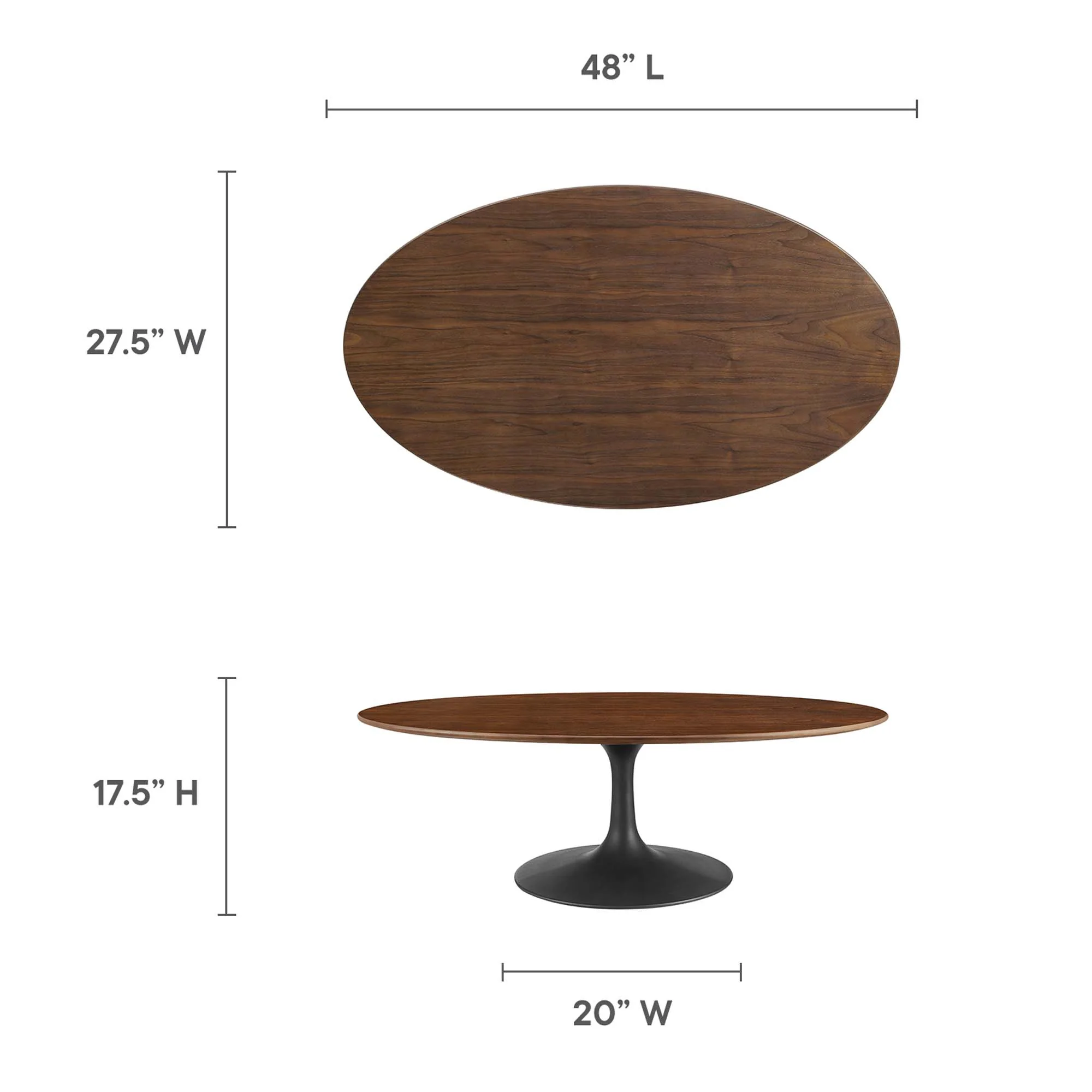 Lippa 48" Oval Wood Coffee Table by Modway - Image 3
