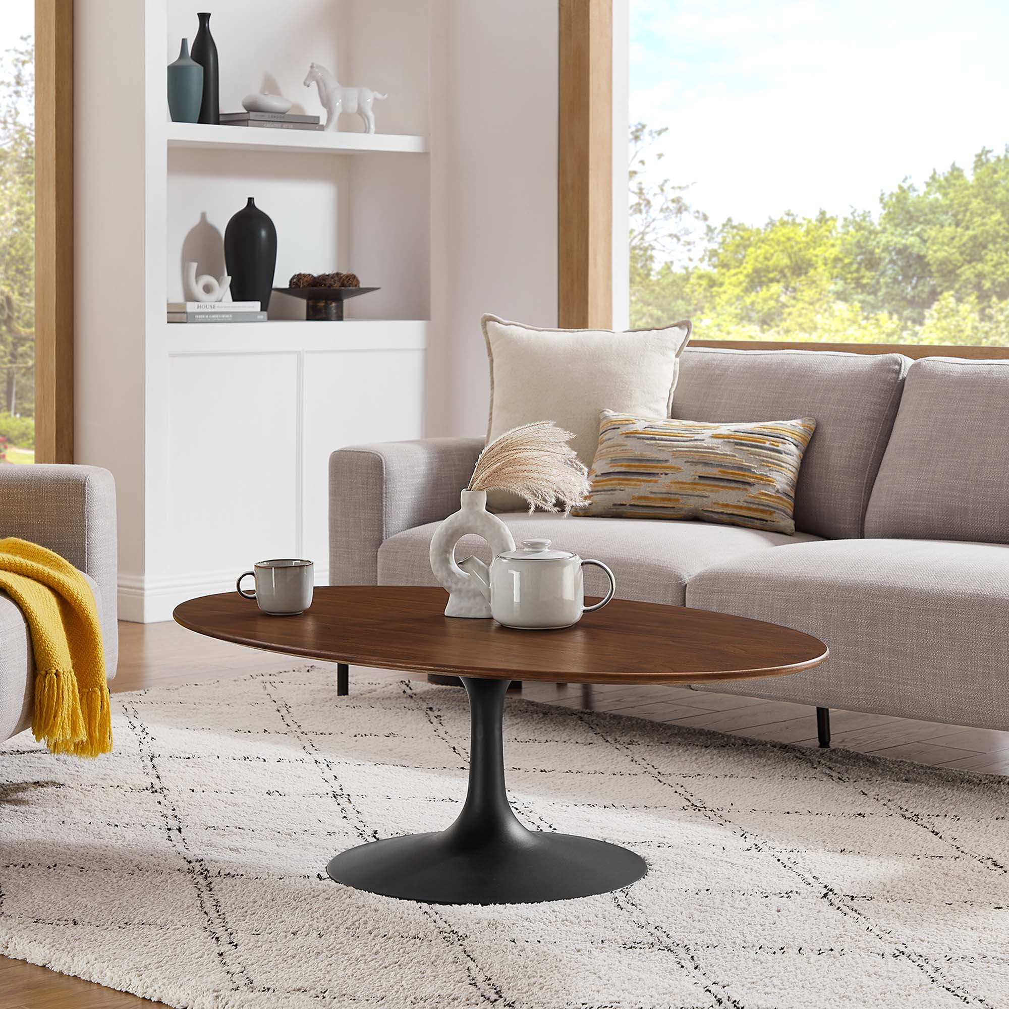 Lippa 48" Oval Wood Coffee Table by Modway - Image 6