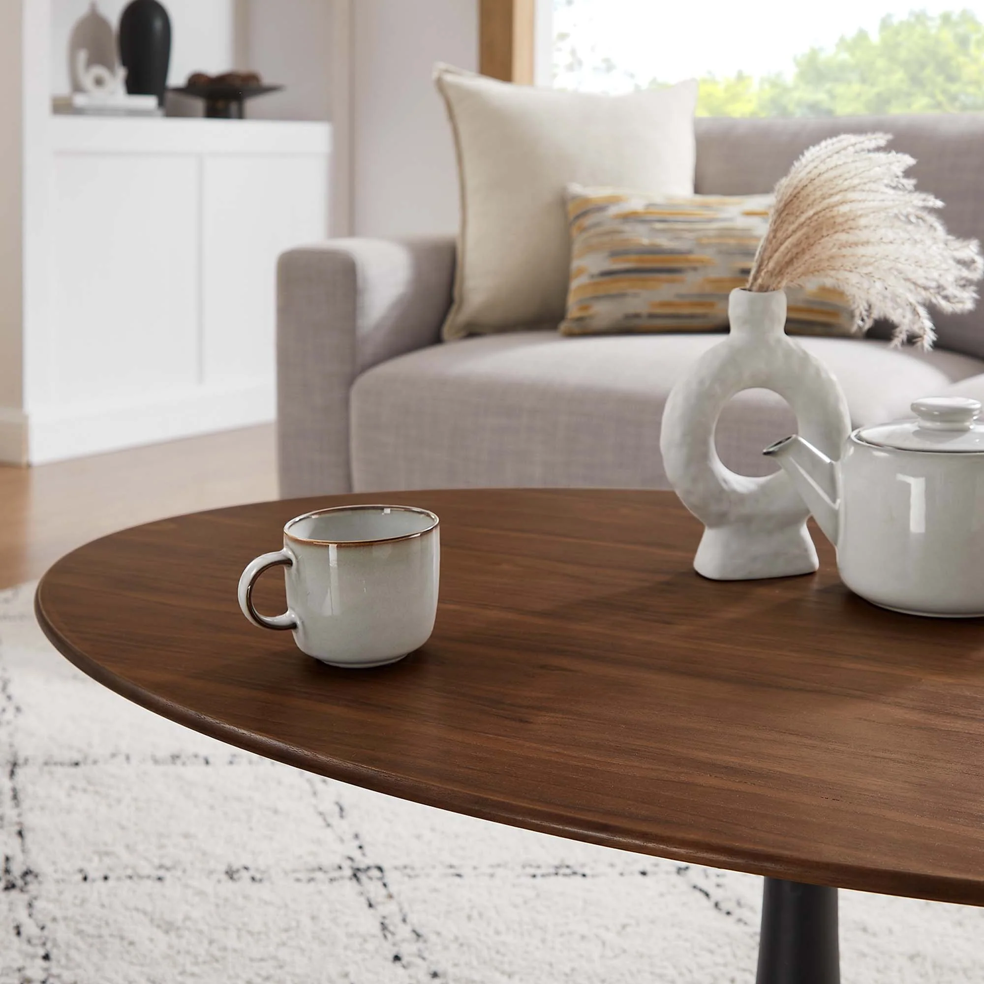 Lippa 48" Oval Wood Coffee Table by Modway - Image 7