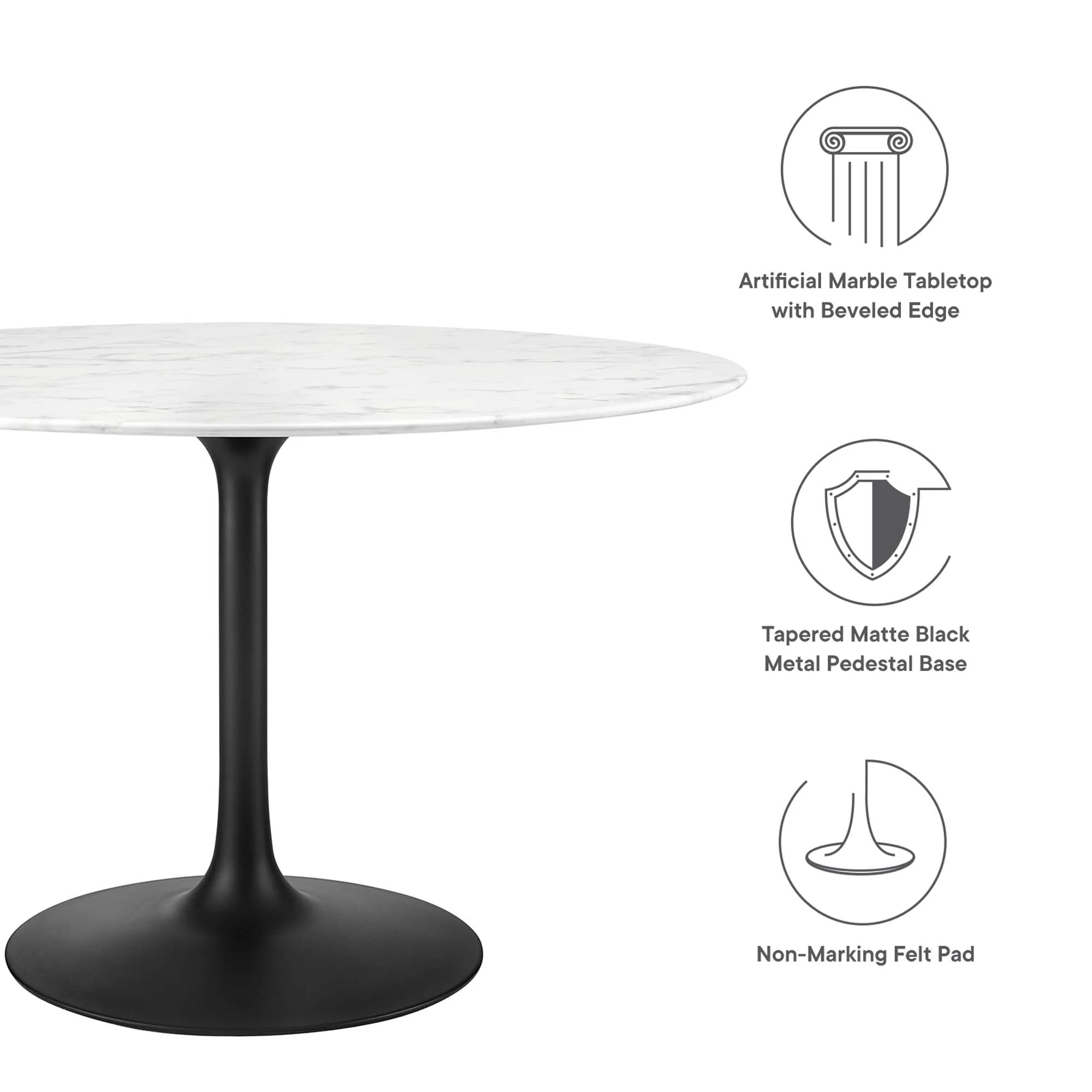 Lippa 48" Round Faux Marble Dining Table by Modway - Image 2