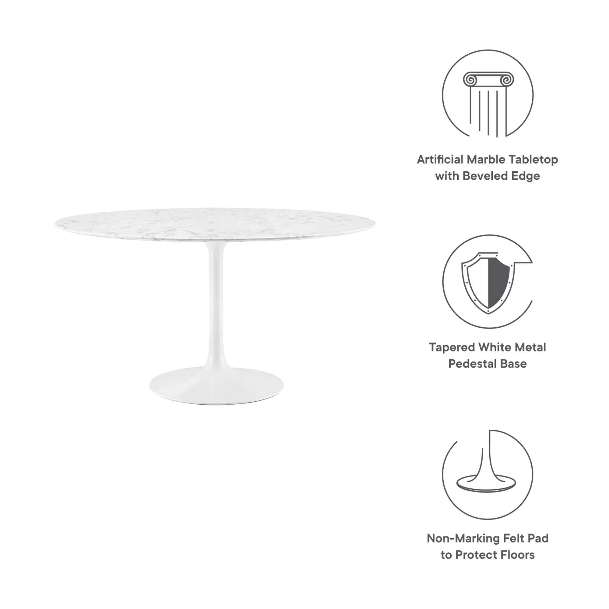 Lippa 48" Round Faux Marble Dining Table by Modway - Image 2