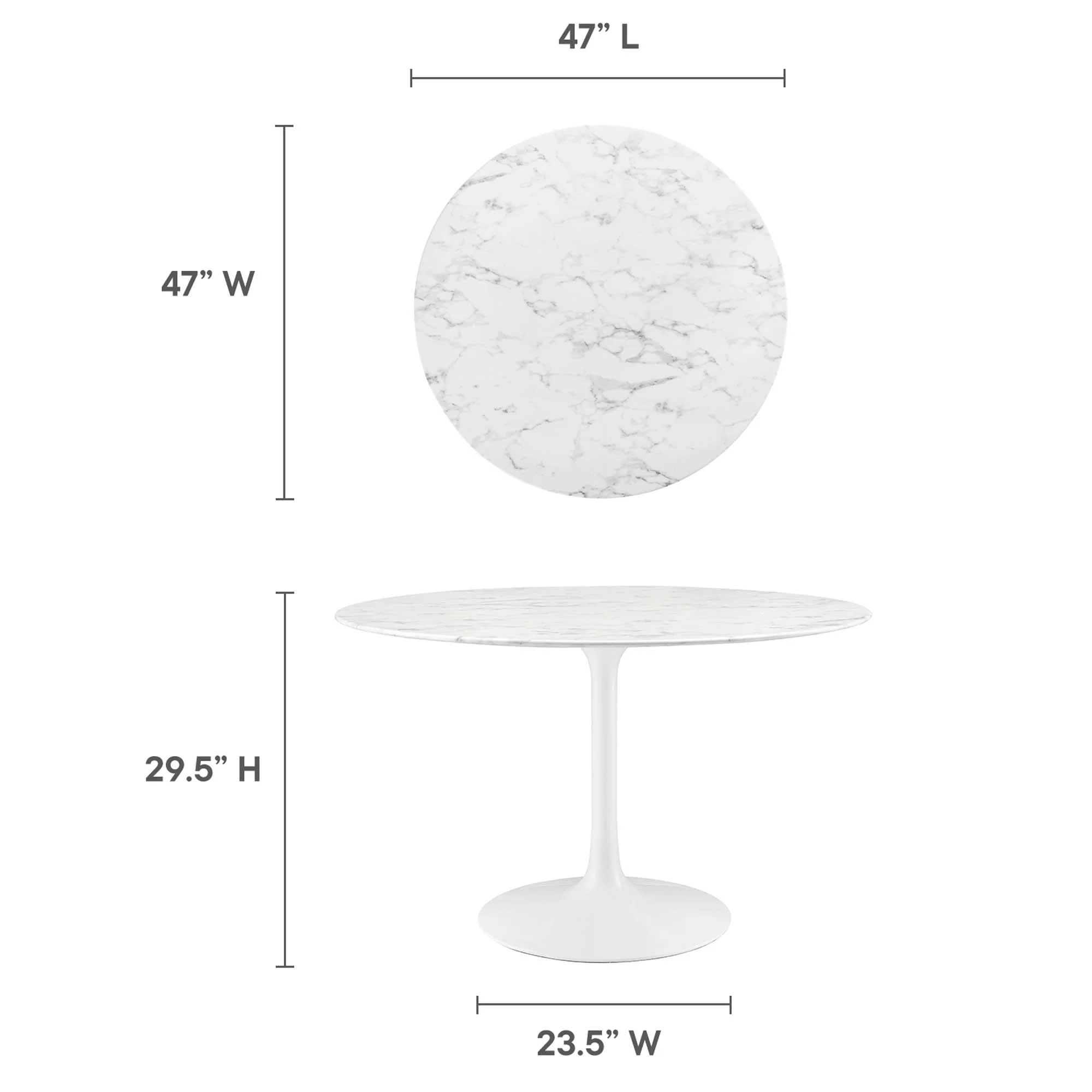 Lippa 48" Round Faux Marble Dining Table by Modway - Image 3
