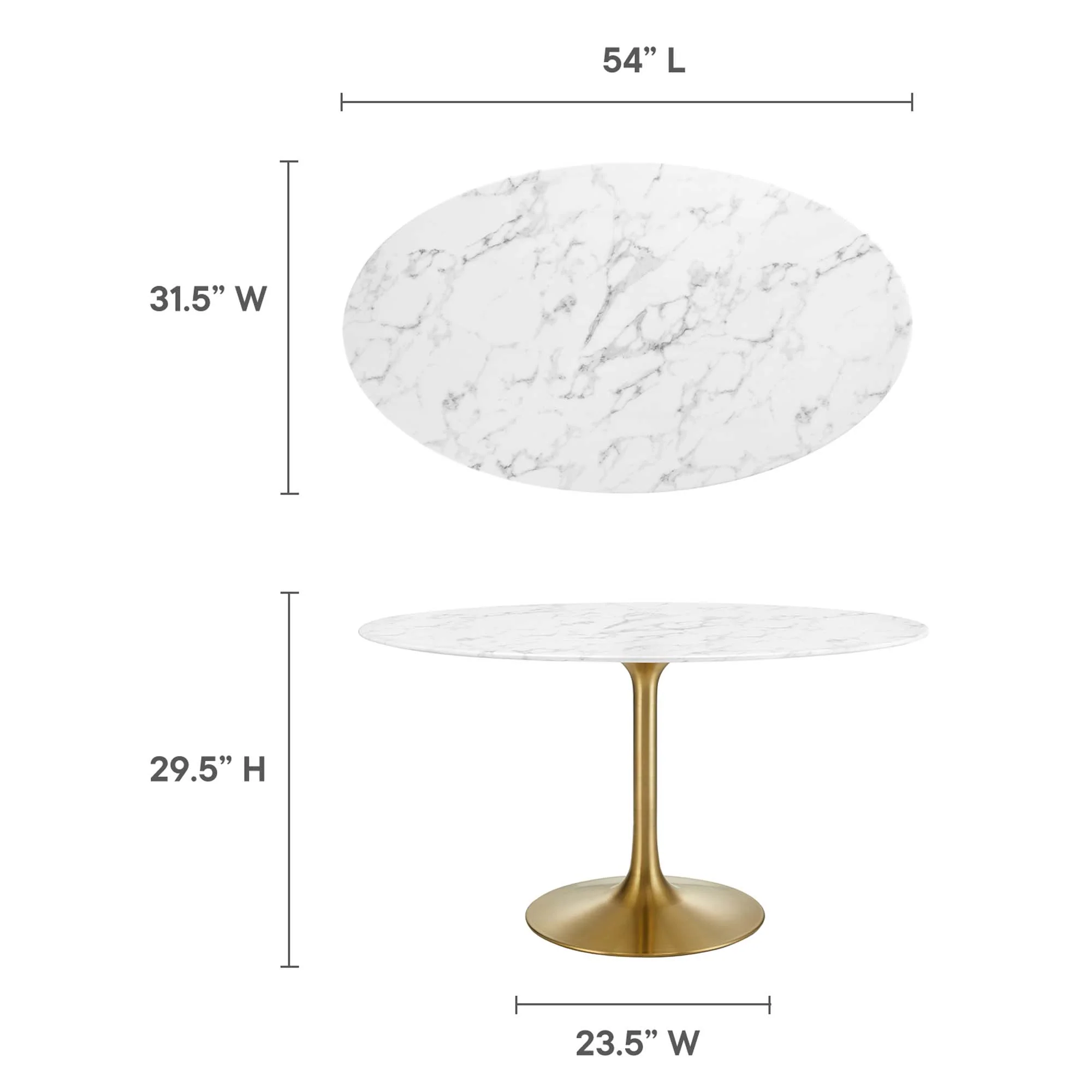 Lippa 54" Oval Faux Marble Dining Table by Modway - Image 2