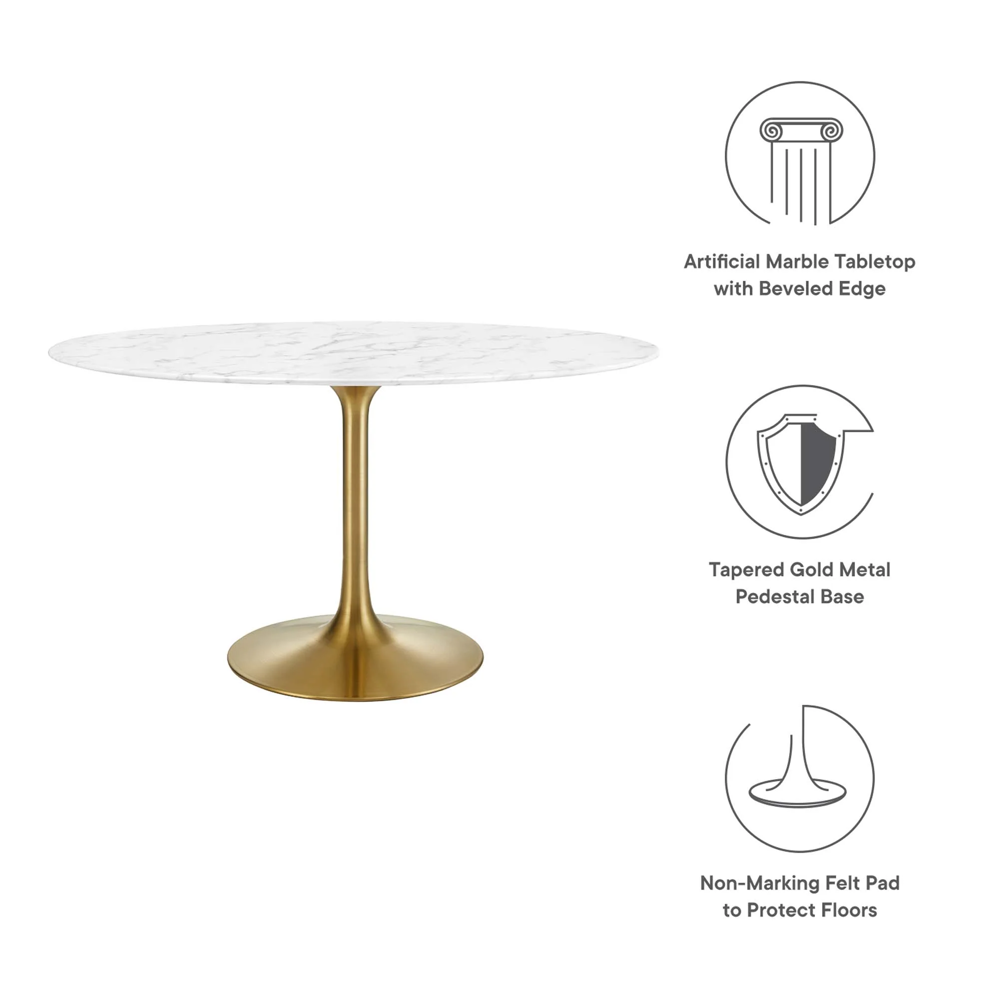 Lippa 54" Oval Faux Marble Dining Table by Modway - Image 3