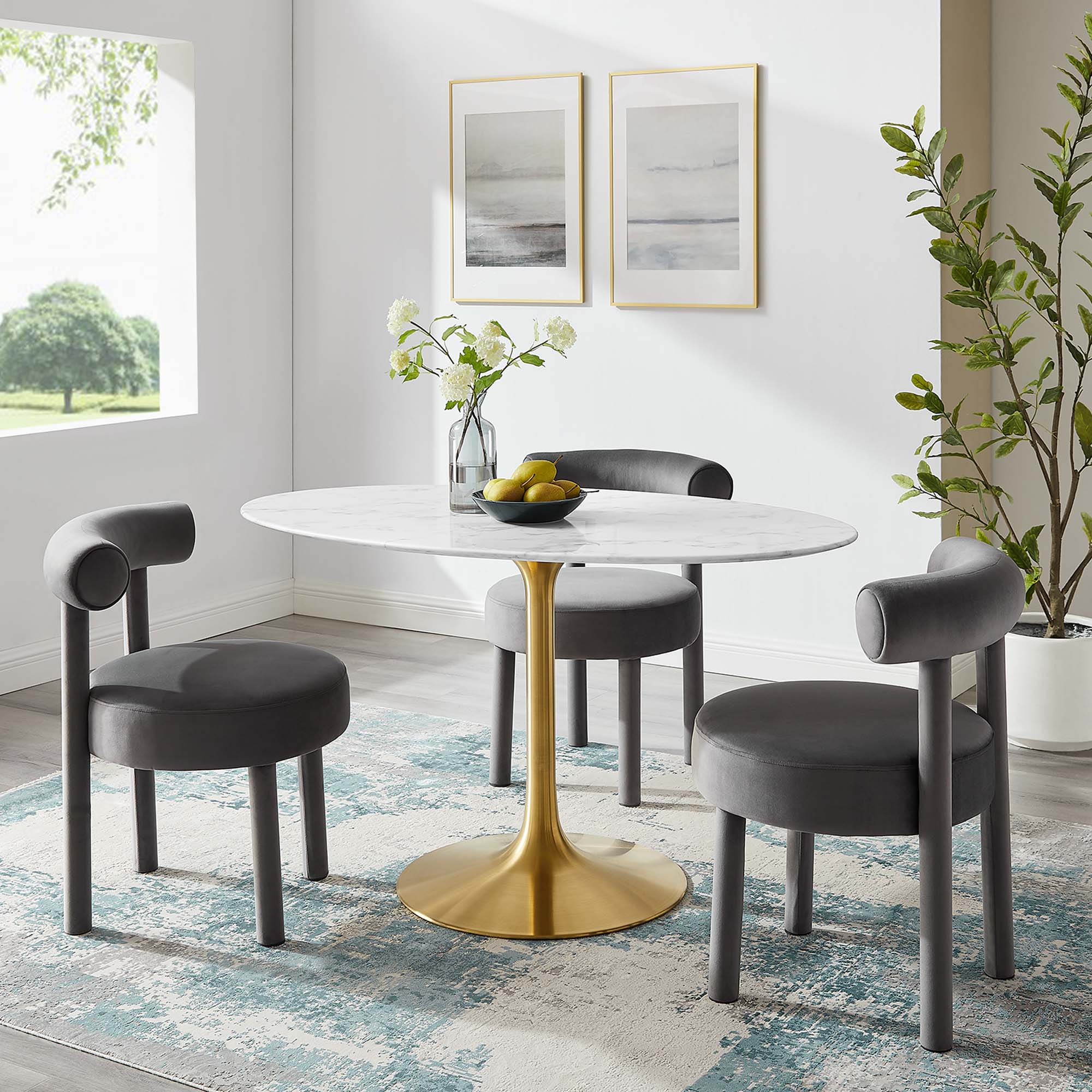 Lippa 54" Oval Faux Marble Dining Table by Modway - Image 6