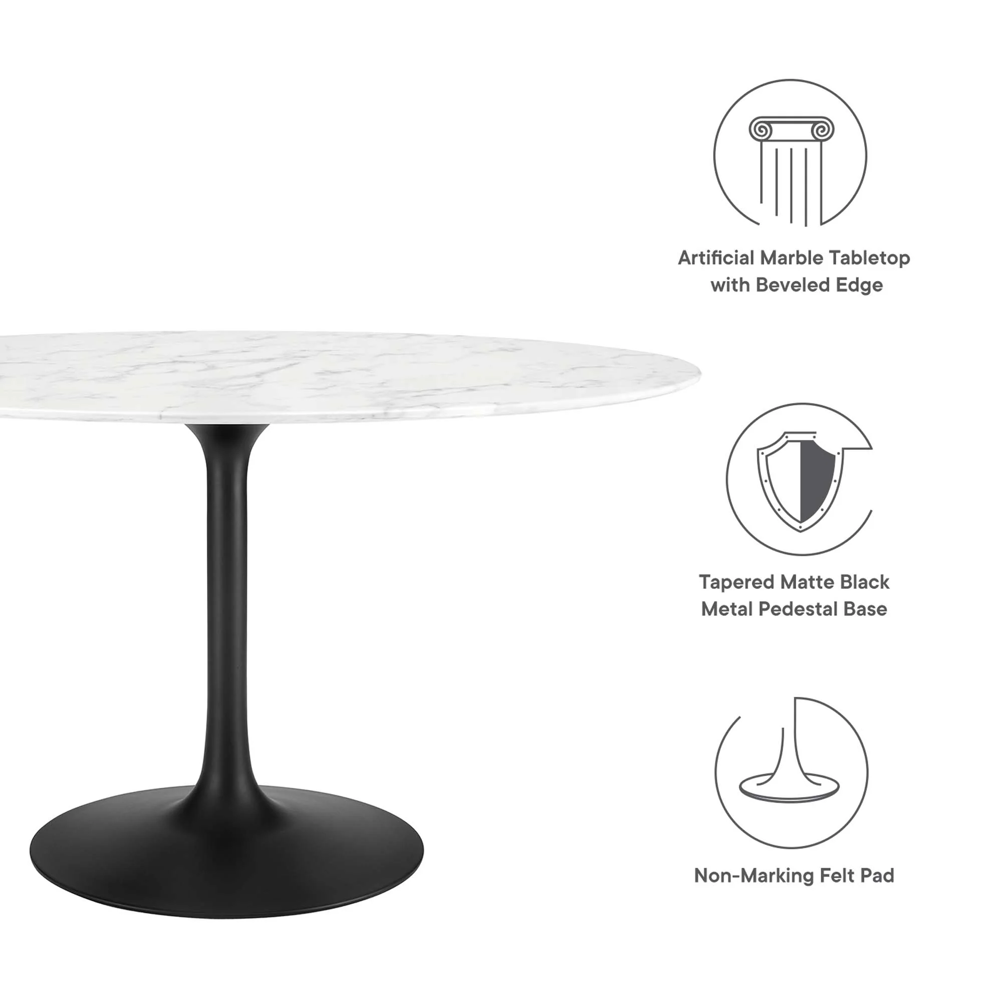 Lippa 54" Oval Faux Marble Dining Table by Modway - Image 2