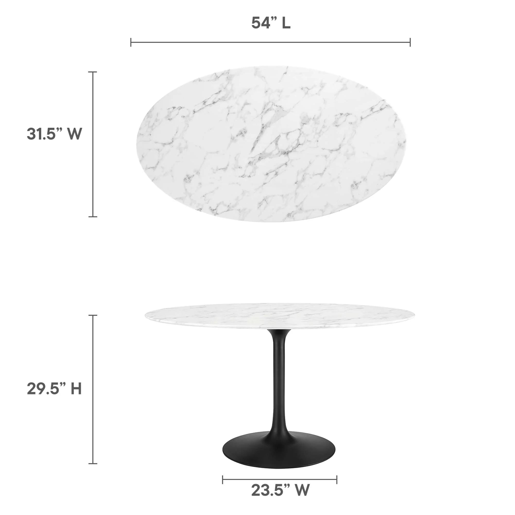 Lippa 54" Oval Faux Marble Dining Table by Modway - Image 3