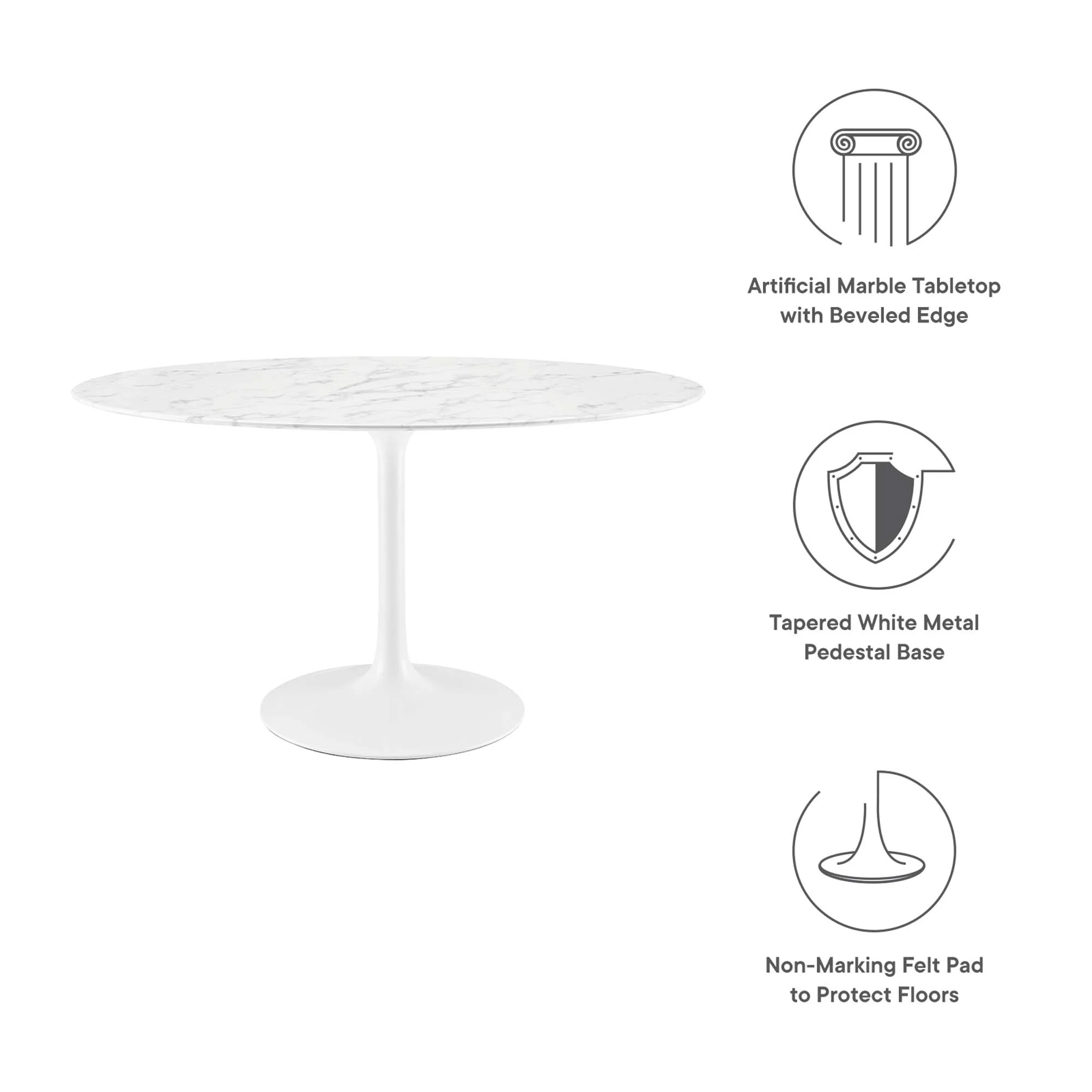 Lippa 54" Oval Faux Marble Dining Table by Modway - Image 2