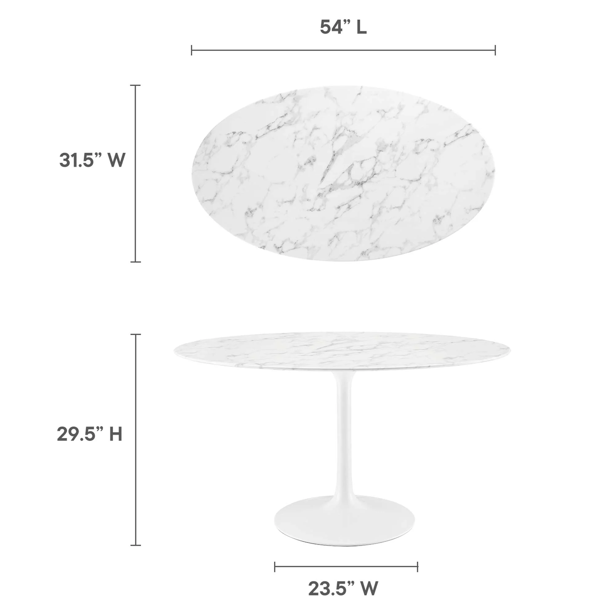 Lippa 54" Oval Faux Marble Dining Table by Modway - Image 3
