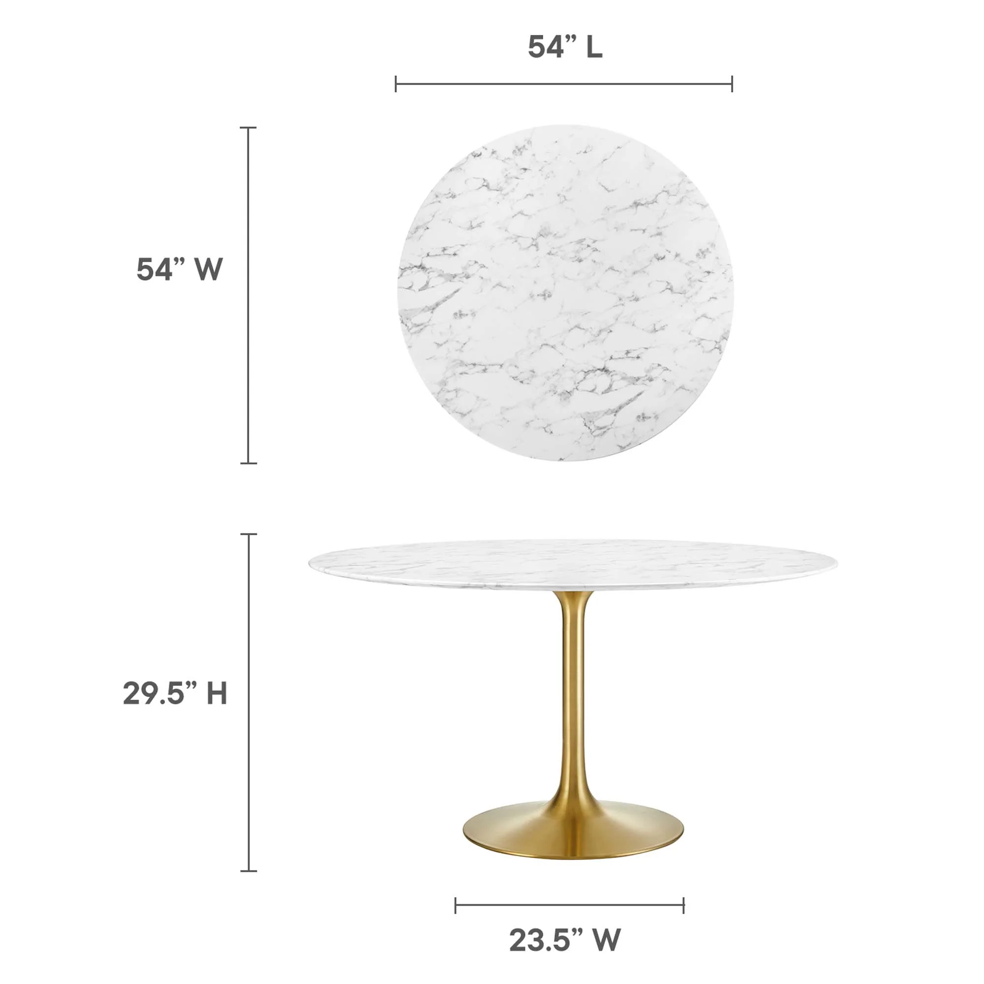 Lippa 54" Round Faux Marble Dining Table by Modway - Image 2