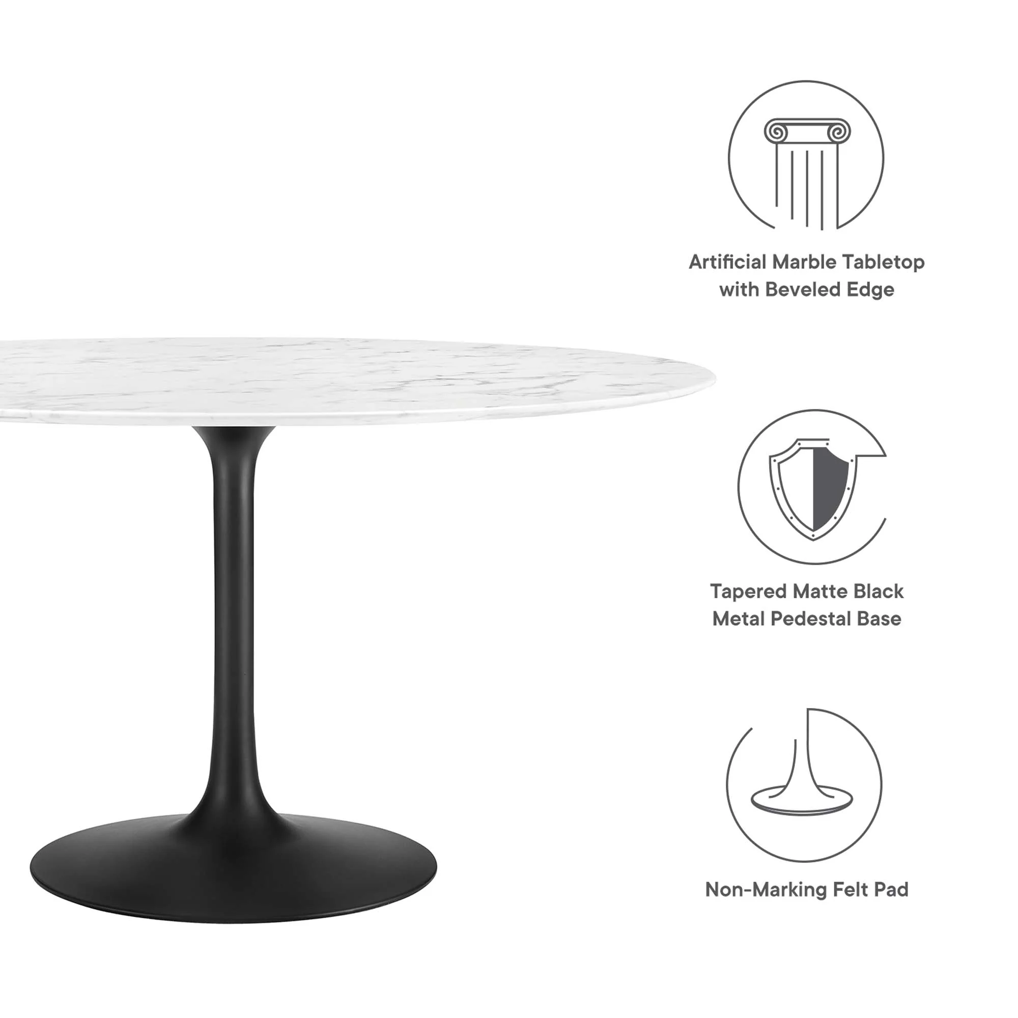 Lippa 54" Round Faux Marble Dining Table by Modway - Image 2