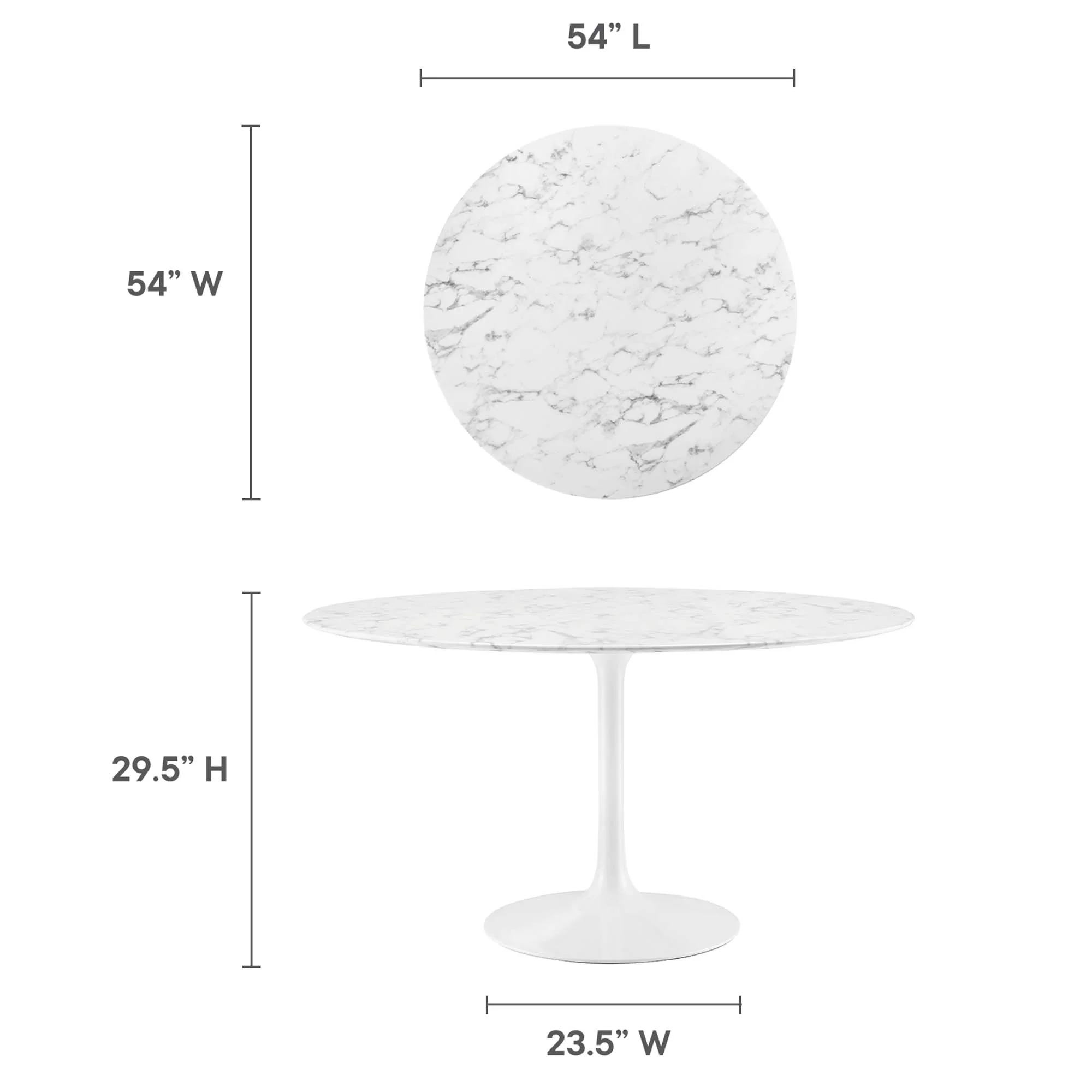 Lippa 54" Round Faux Marble Dining Table by Modway - Image 3