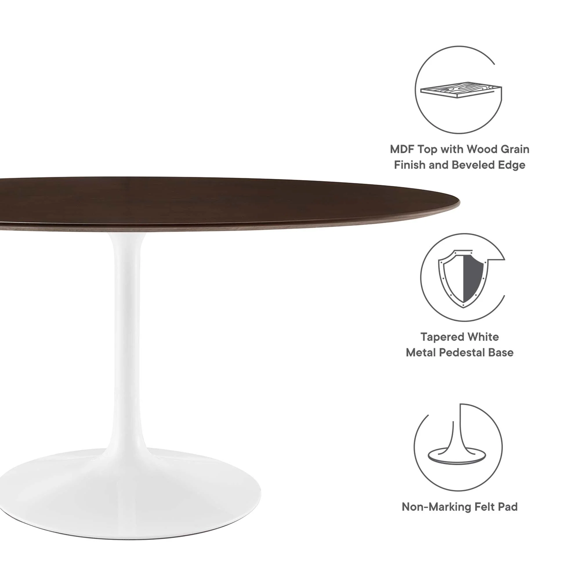 Lippa 60" Oval Cherry Walnut Wood Dining Table by Modway - Image 2
