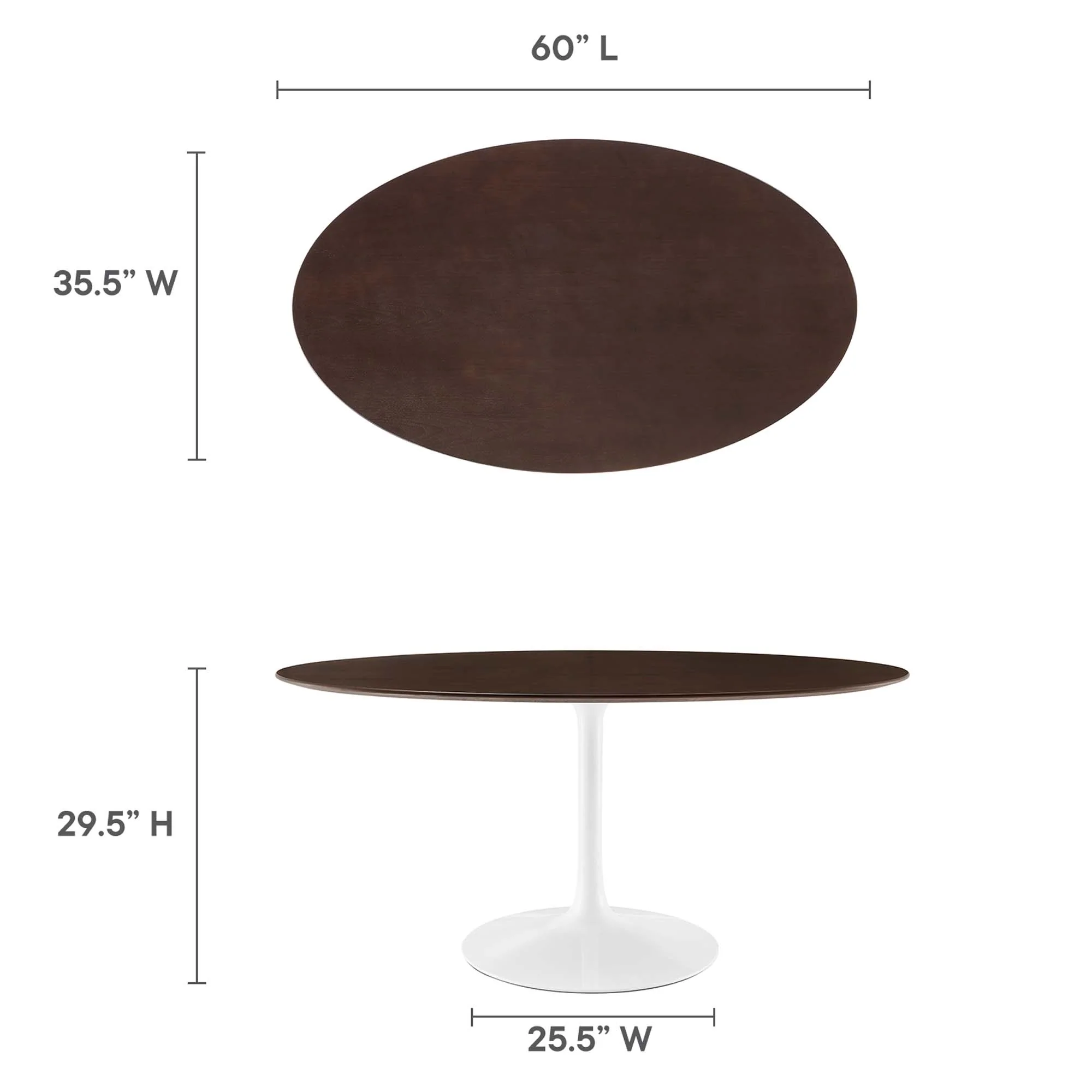 Lippa 60" Oval Cherry Walnut Wood Dining Table by Modway - Image 3