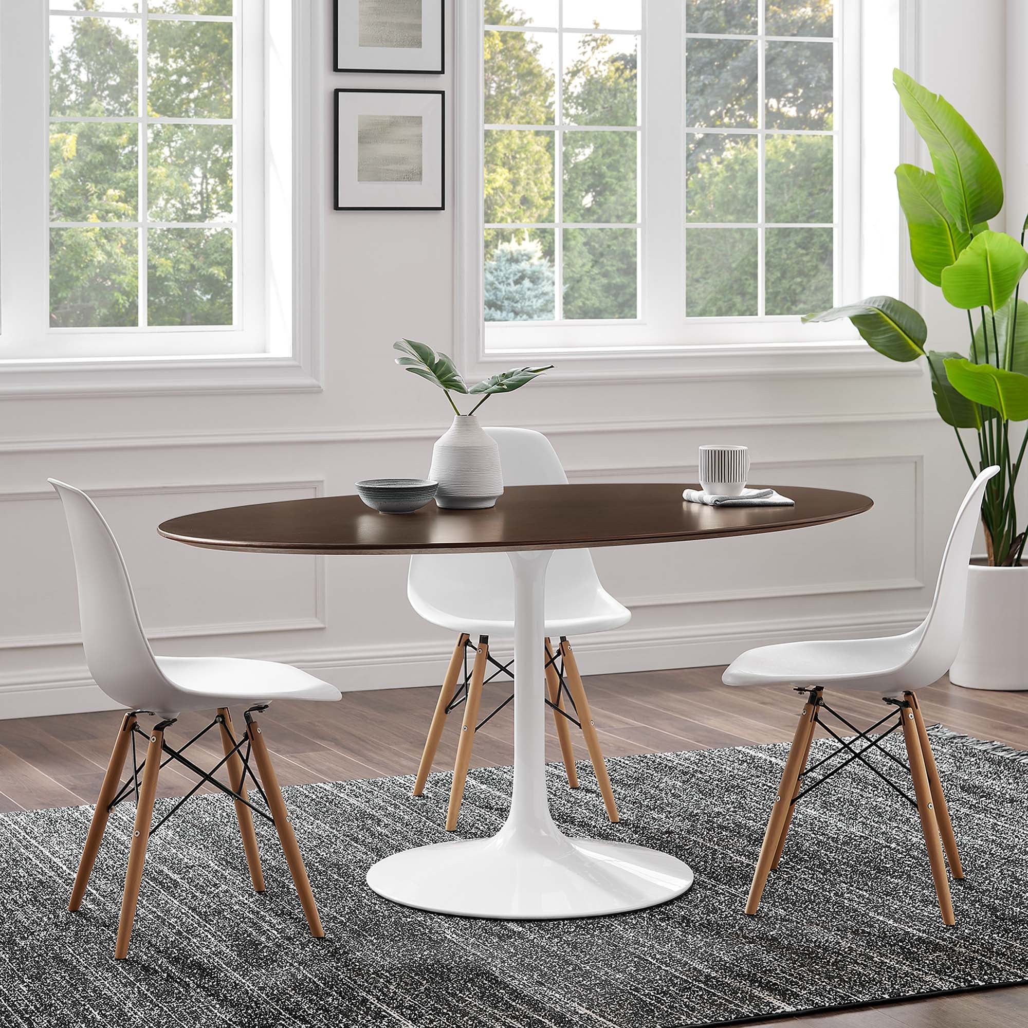 Lippa 60" Oval Cherry Walnut Wood Dining Table by Modway - Image 6