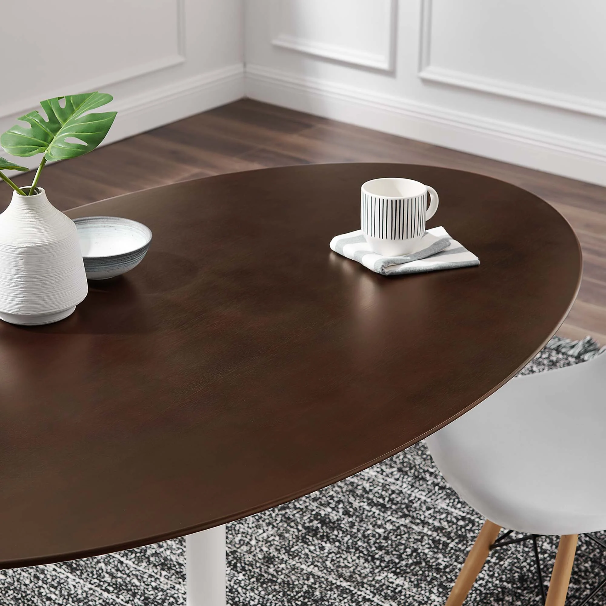 Lippa 60" Oval Cherry Walnut Wood Dining Table by Modway - Image 7