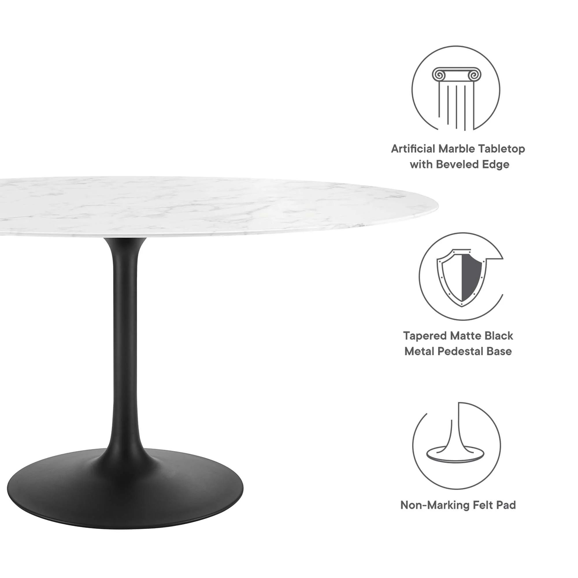 Lippa 60" Oval Faux Marble Dining Table by Modway - Image 2
