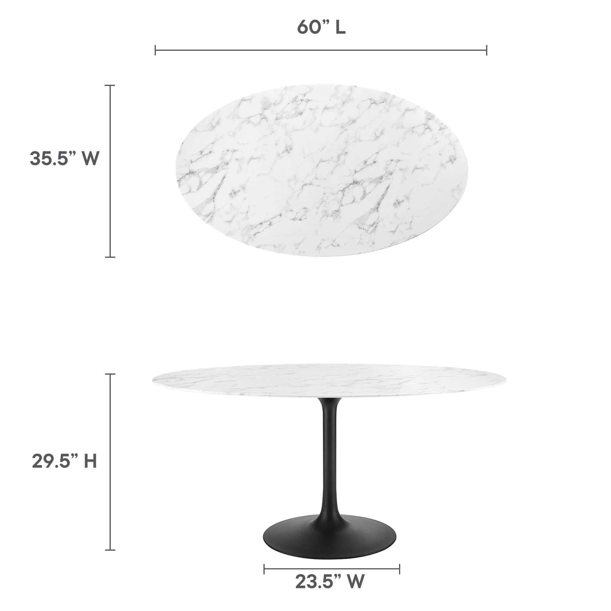 Lippa 60" Oval Faux Marble Dining Table by Modway - Image 3