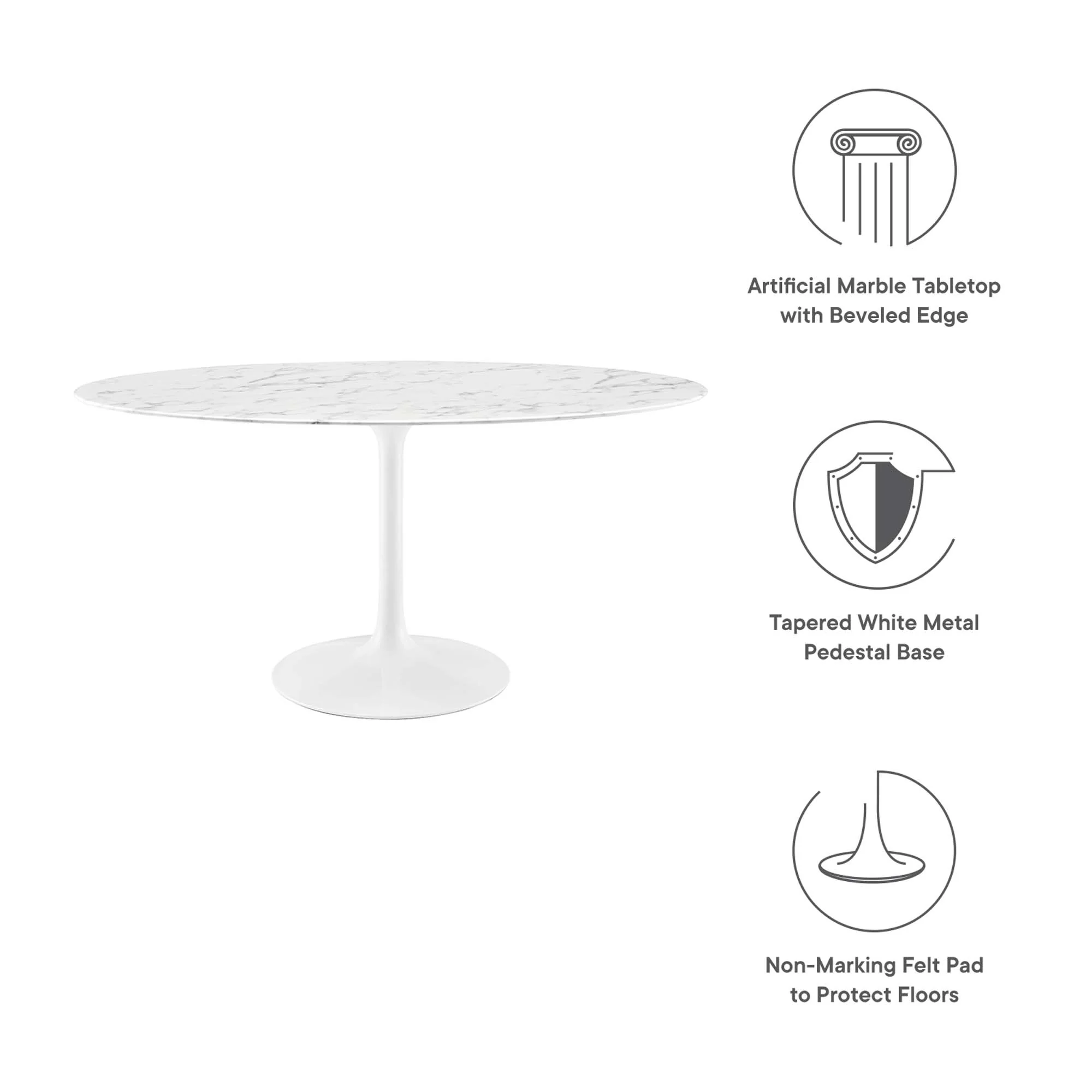 Lippa 60" Oval Faux Marble Dining Table by Modway - Image 2