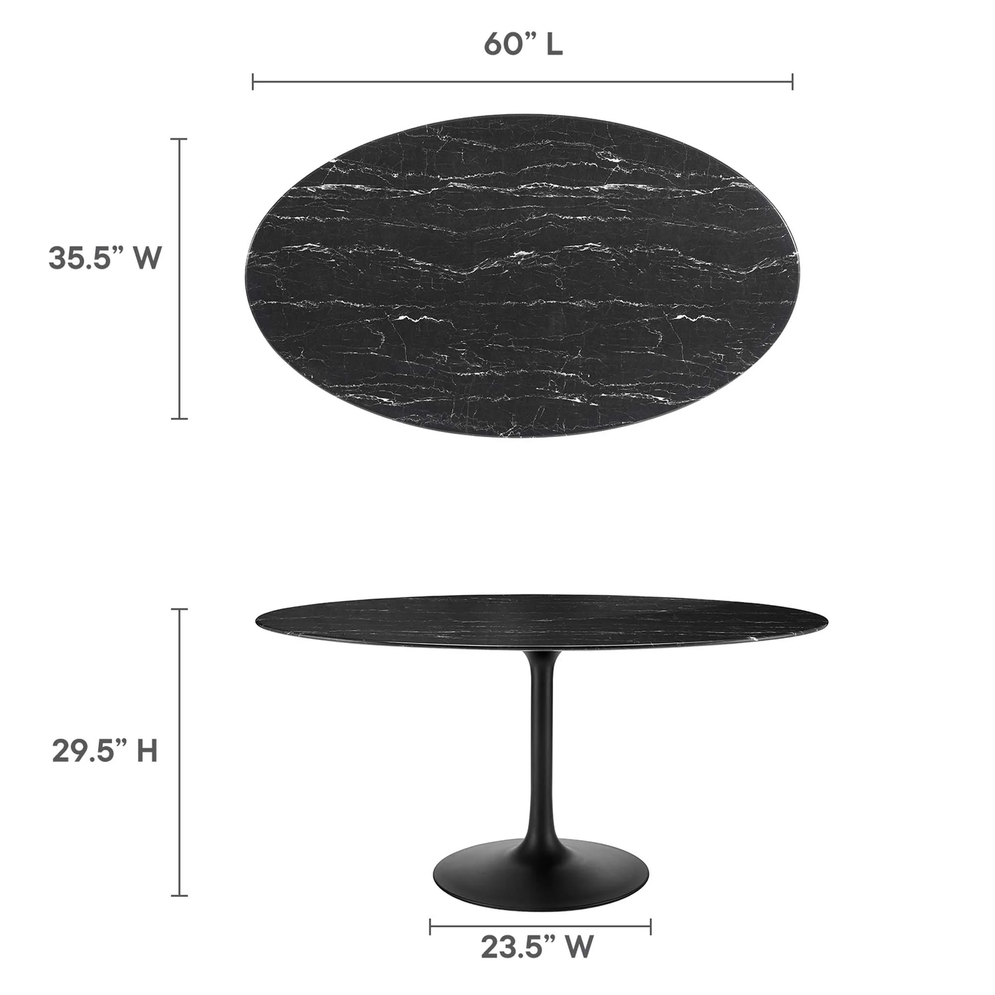 Lippa 60" Oval Faux Marble Dining Table by Modway - Image 2