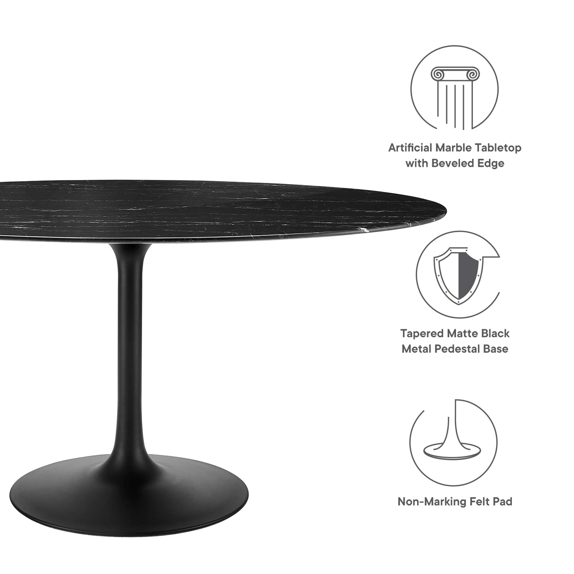 Lippa 60" Oval Faux Marble Dining Table by Modway - Image 3