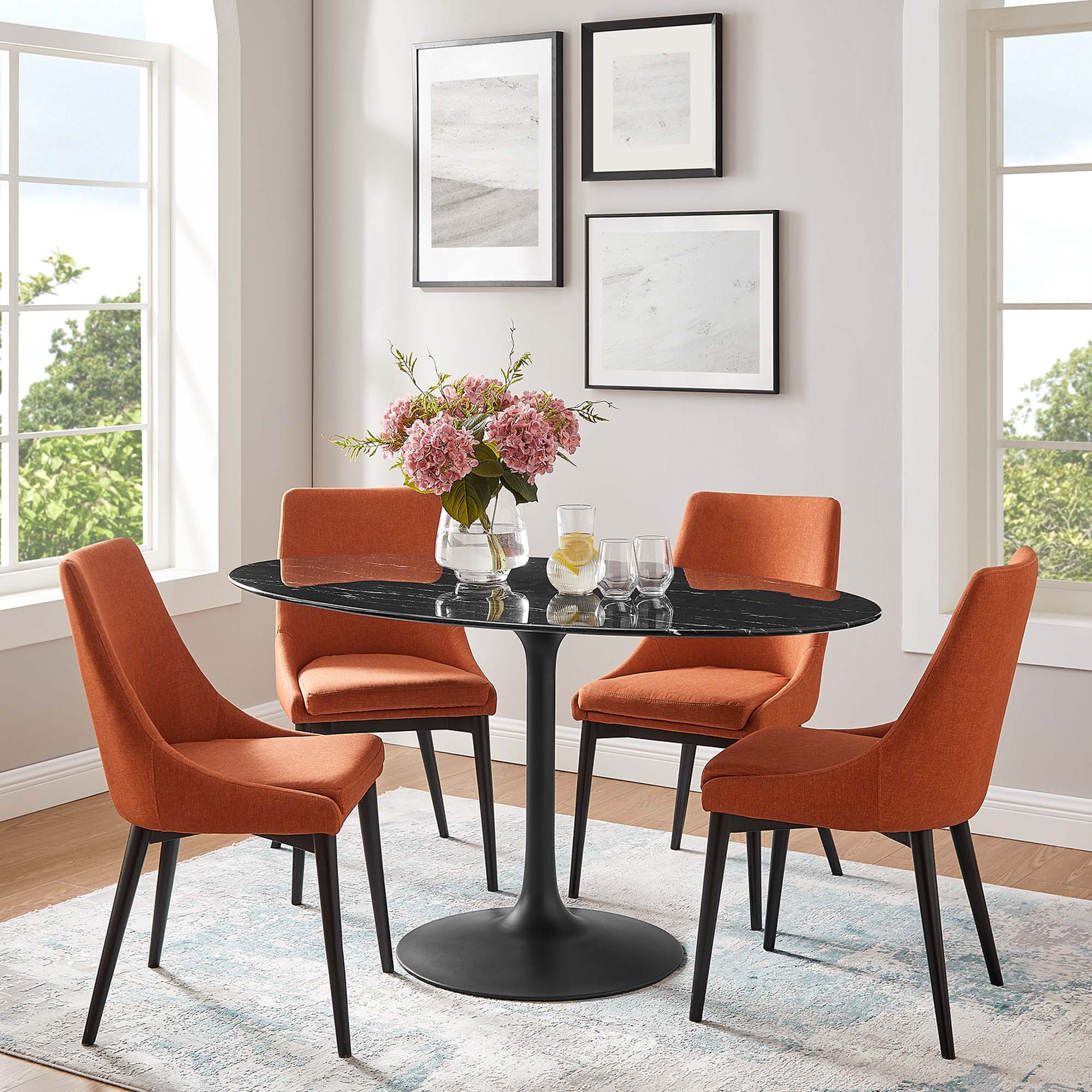 Lippa 60" Oval Faux Marble Dining Table by Modway - Image 6
