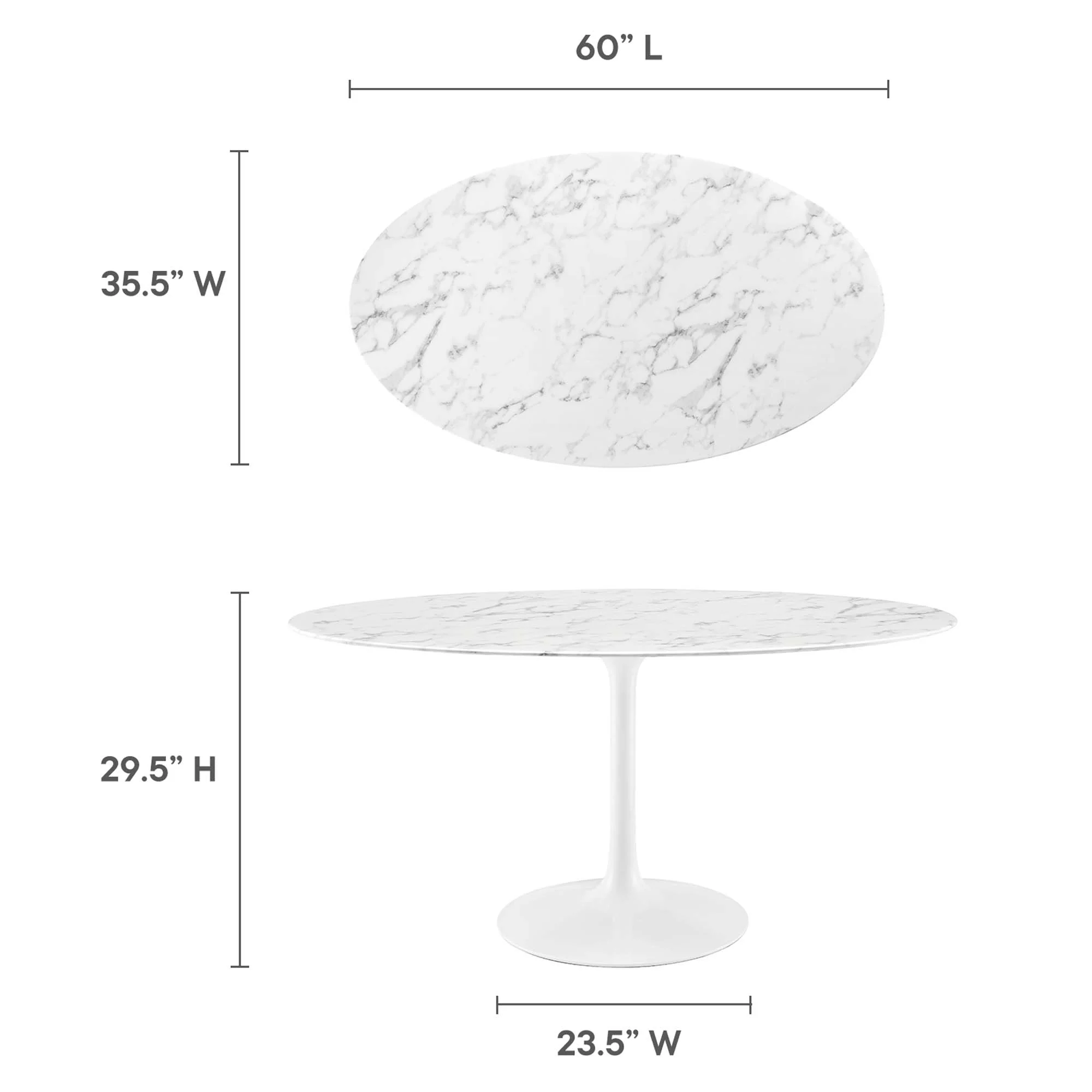 Lippa 60" Oval Faux Marble Dining Table by Modway - Image 3