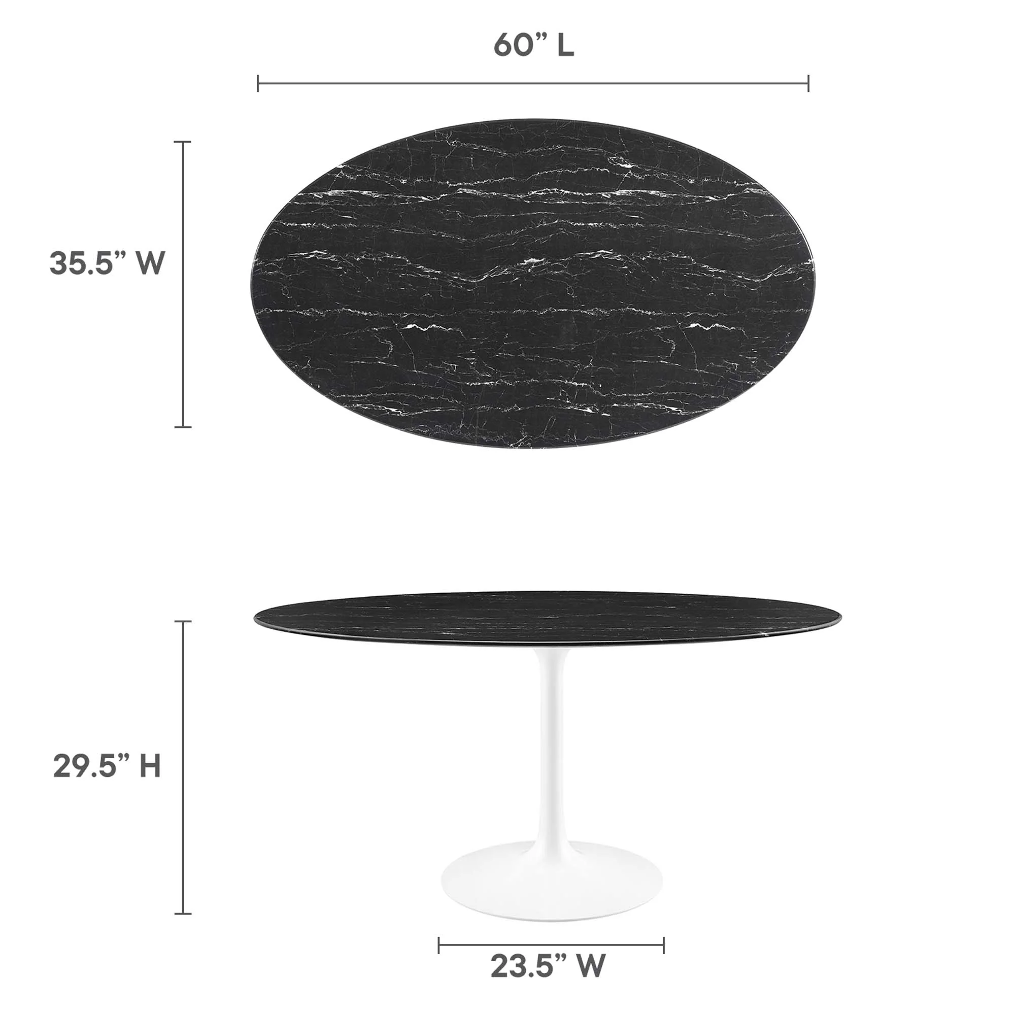 Lippa 60" Oval Faux Marble Dining Table by Modway - Image 2
