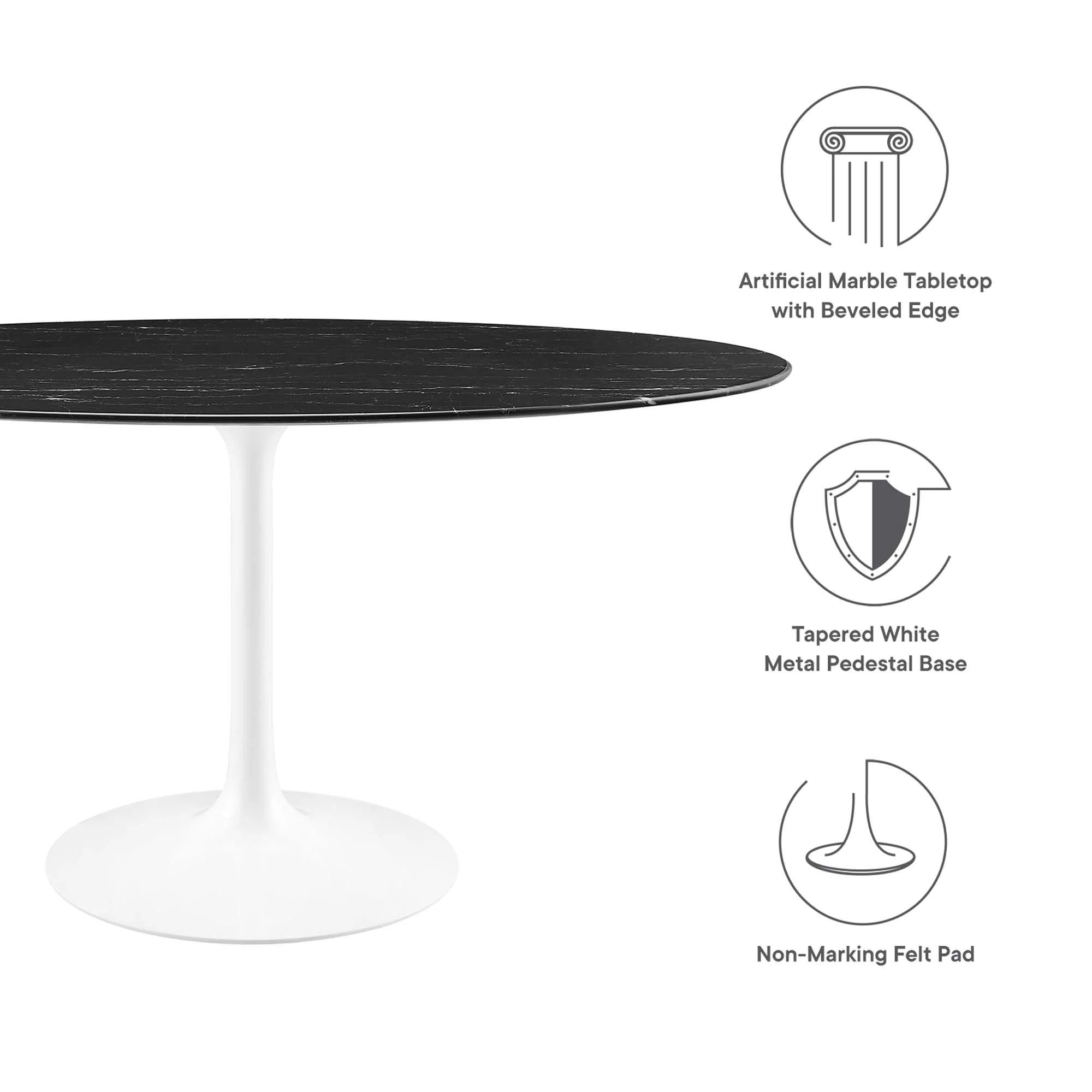 Lippa 60" Oval Faux Marble Dining Table by Modway - Image 3