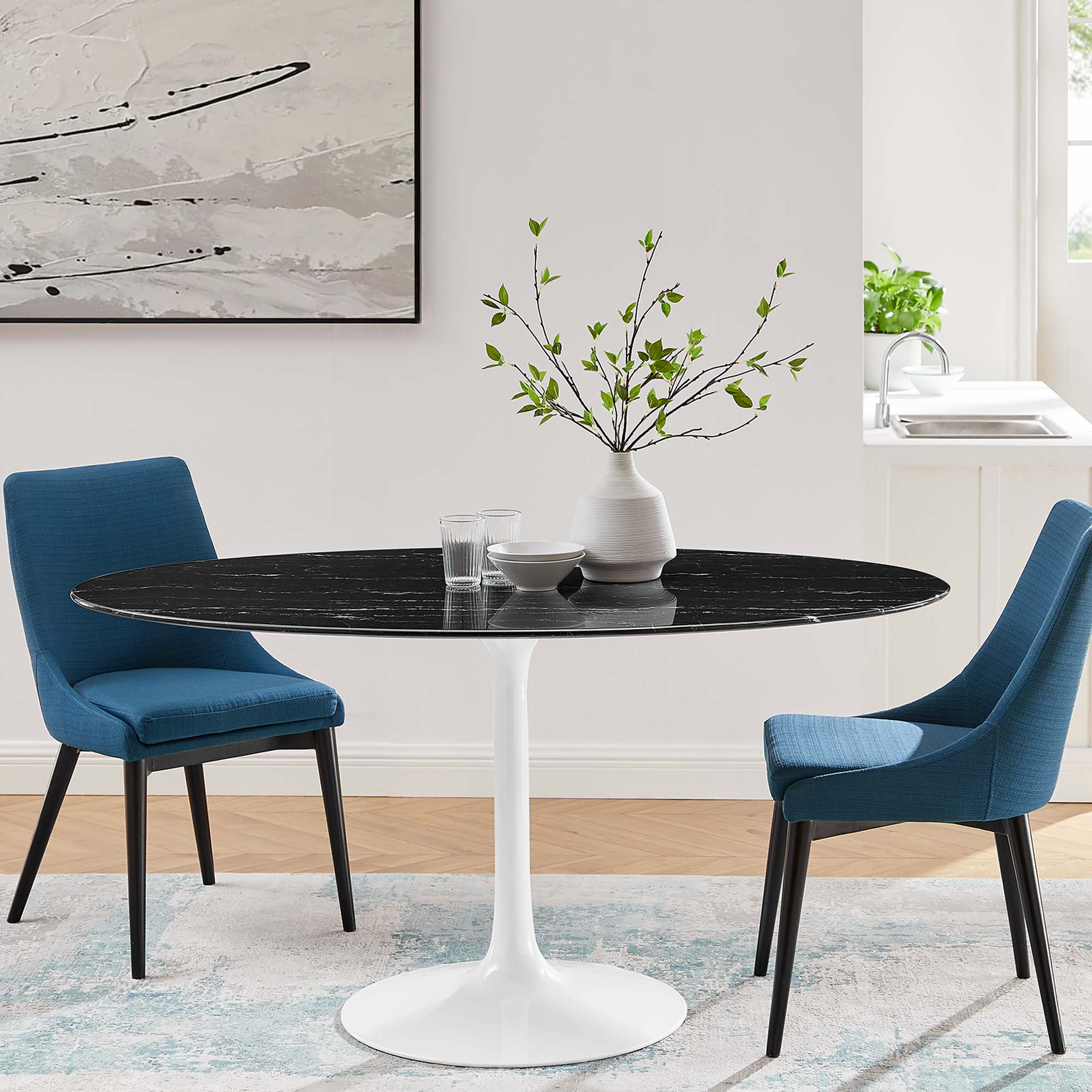 Lippa 60" Oval Faux Marble Dining Table by Modway - Image 6